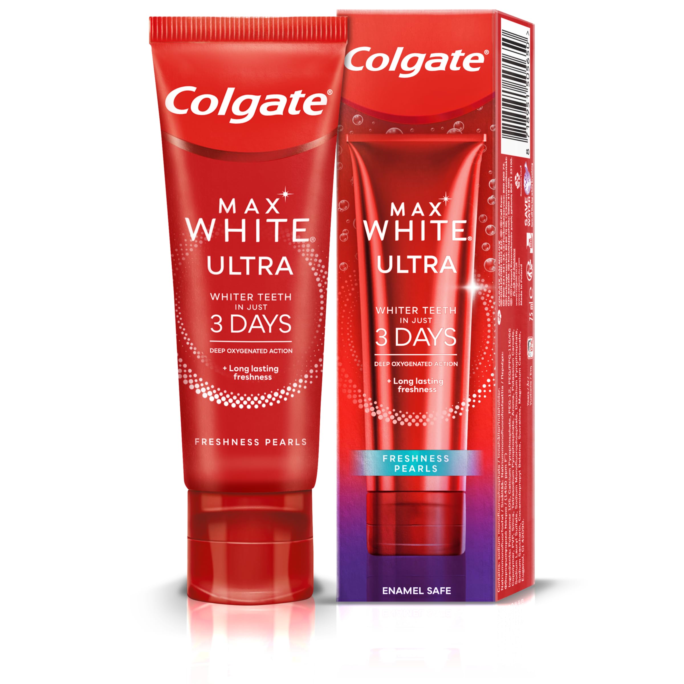 Colgate Max White Ultra Freshness Pearls Teeth Whitening Toothpaste 75ml  whiter teeth in 3 days*