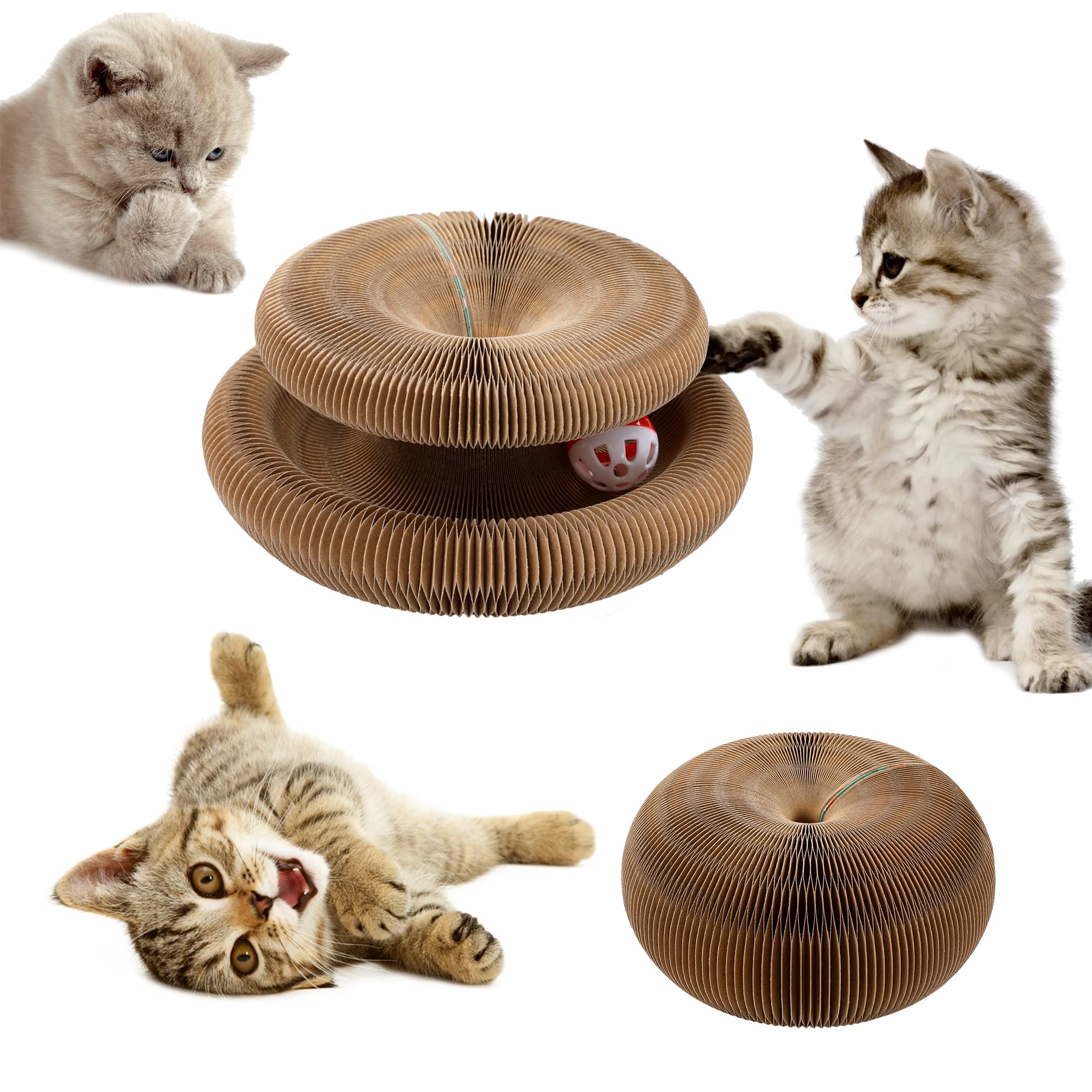 Pet Cat Bell Ball Puzzle Toy Box Cat Scratch Board Wooden Self Hi Food  Leakage Device Cat Toys Cat Accessories