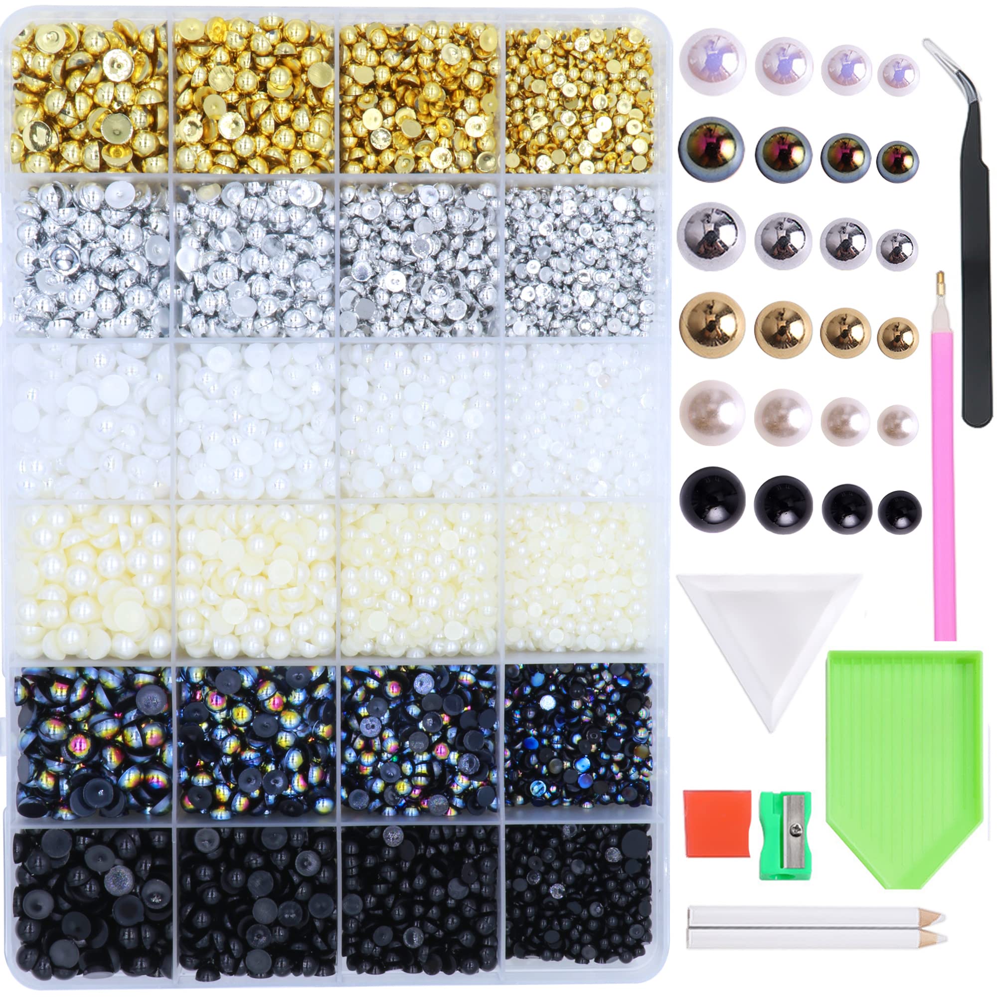 BELICEY 24000pcs Flatback Rhinestones for Crafts Jelly Crystal Rhinestone  Round Beads Gems 6 Colors Nail Supplies