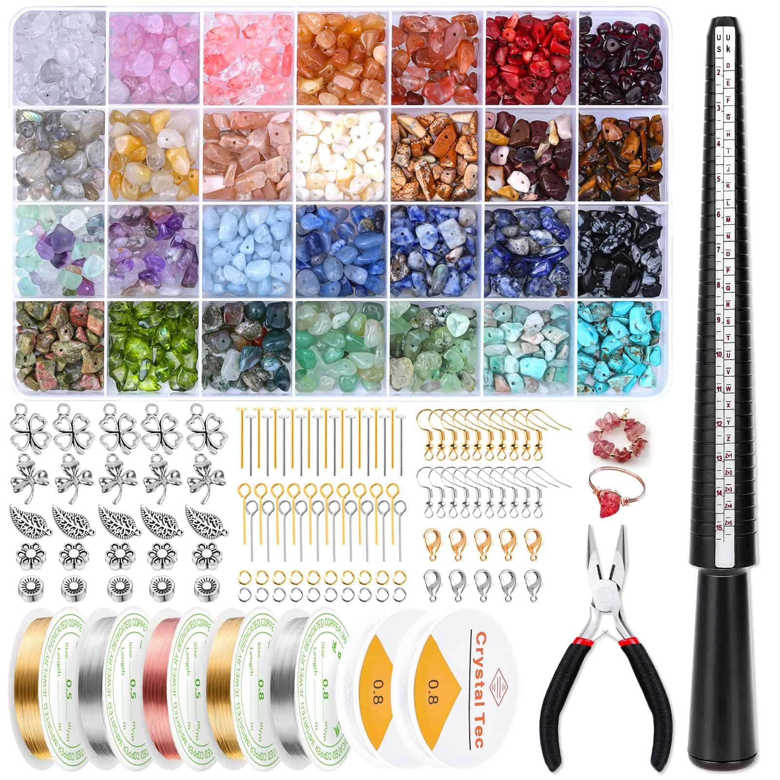 selizo Ring Making Kit with Crystal Beads 28 Colors Crystal