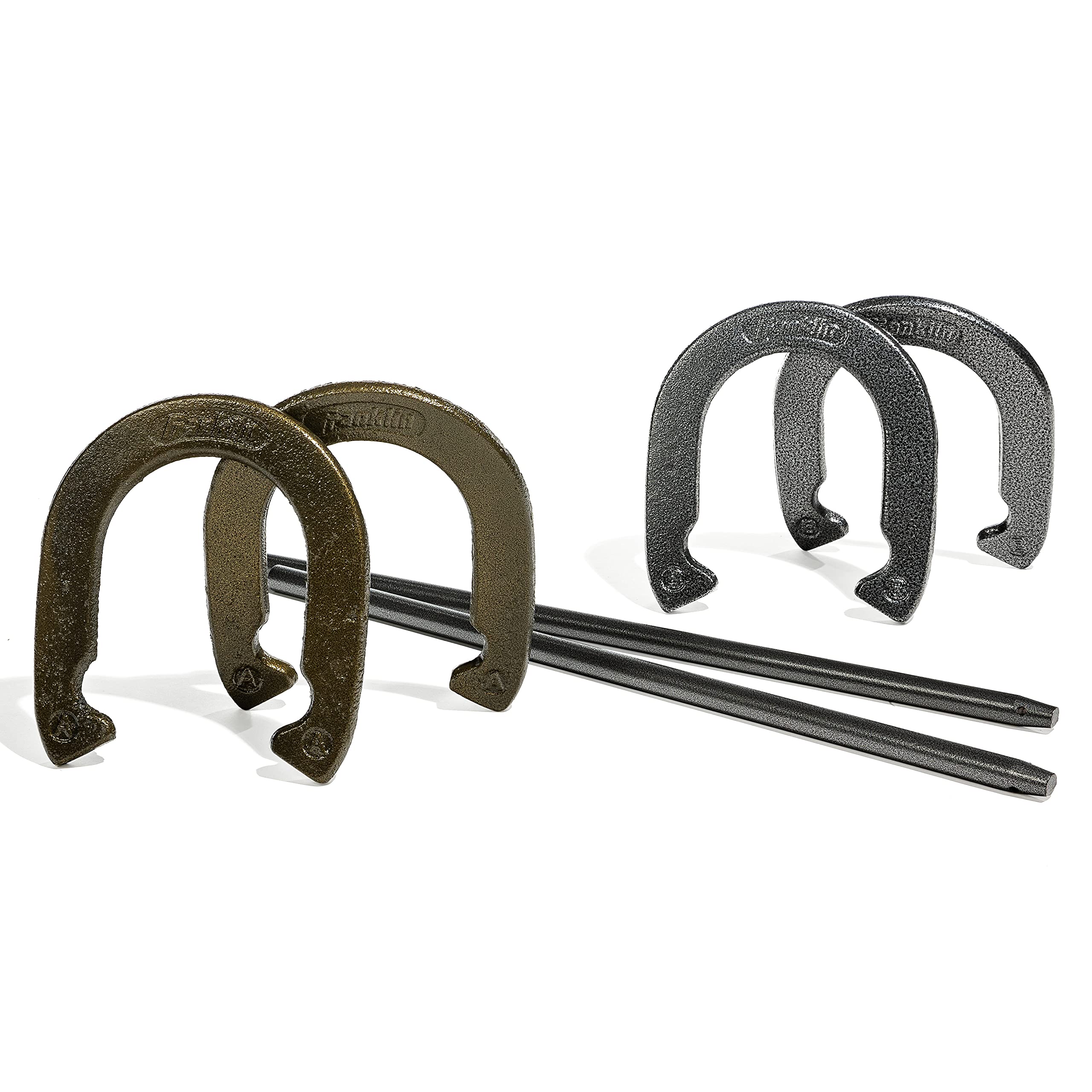 Franklin Sports Horseshoes Sets - Metal Horseshoe Game Sets for Adults +  Kids - Official Weight Steel Horseshoes - Beach + Lawn Horseshoes Sets -  Sets Include (4) Horseshoes and (2) Ground Stakes Starter