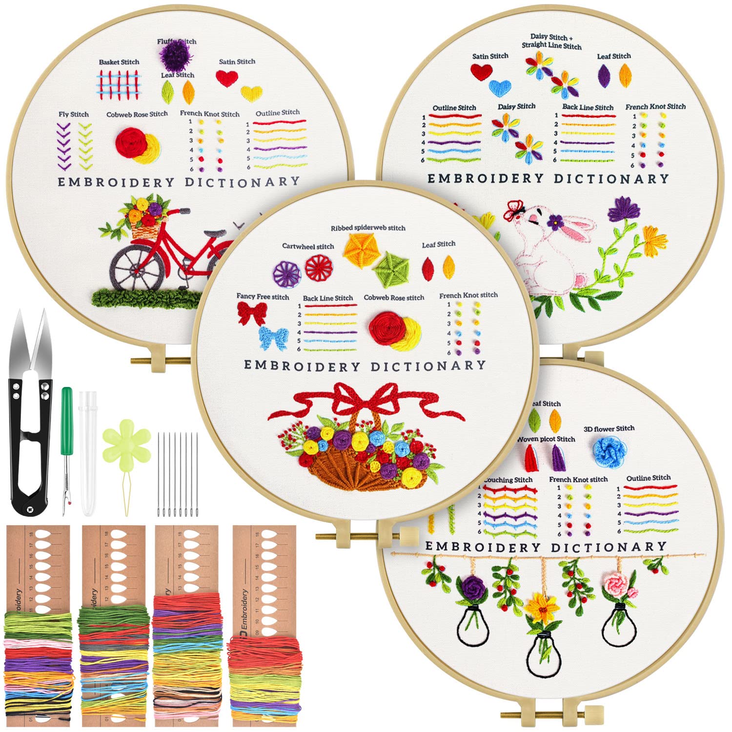  ARTIFICAY 4Set Embroidery kit for Beginners with