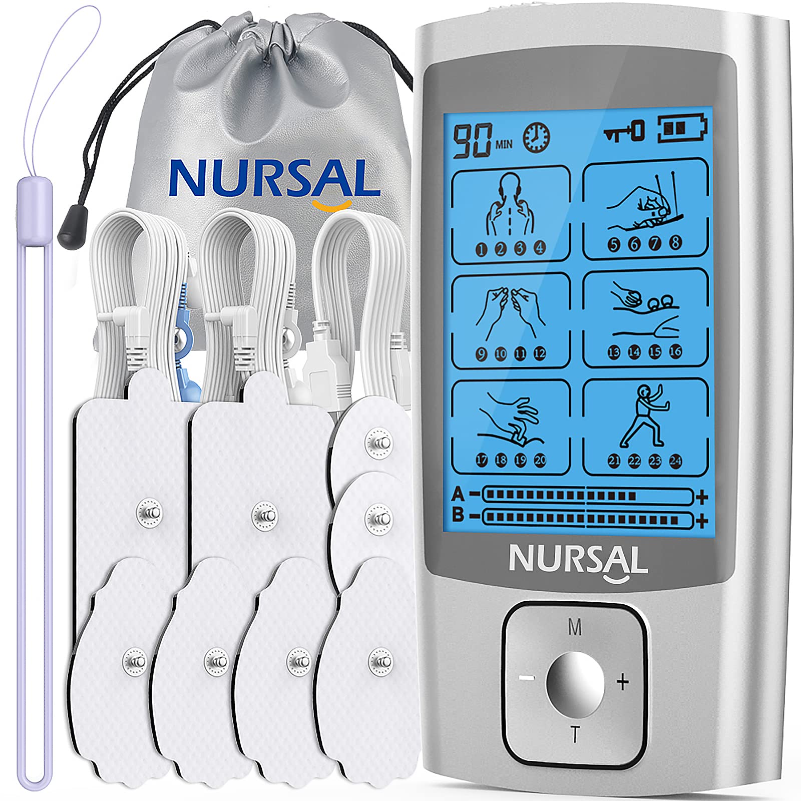 NURSAL TENS Unit Muscle Stimulator Machine for Pain Relief Therapy, Electric  Stim Massager for Back, Neck, Muscle Pain Relief Product ( FSA or HSA  Eligible)