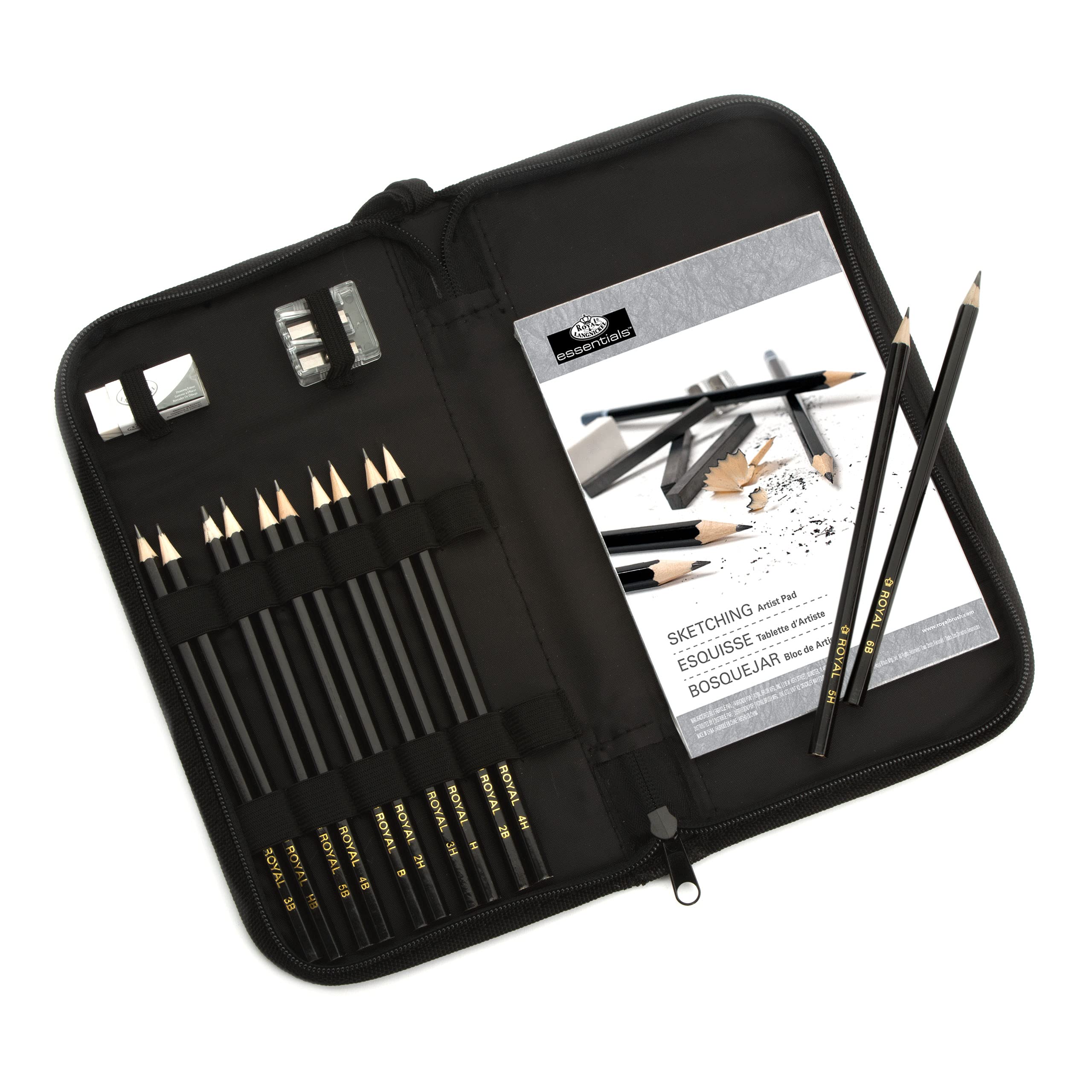 Drawing and Sketching Pencil Set In Zippered Carrying Case 16 Piece Set  Sketching