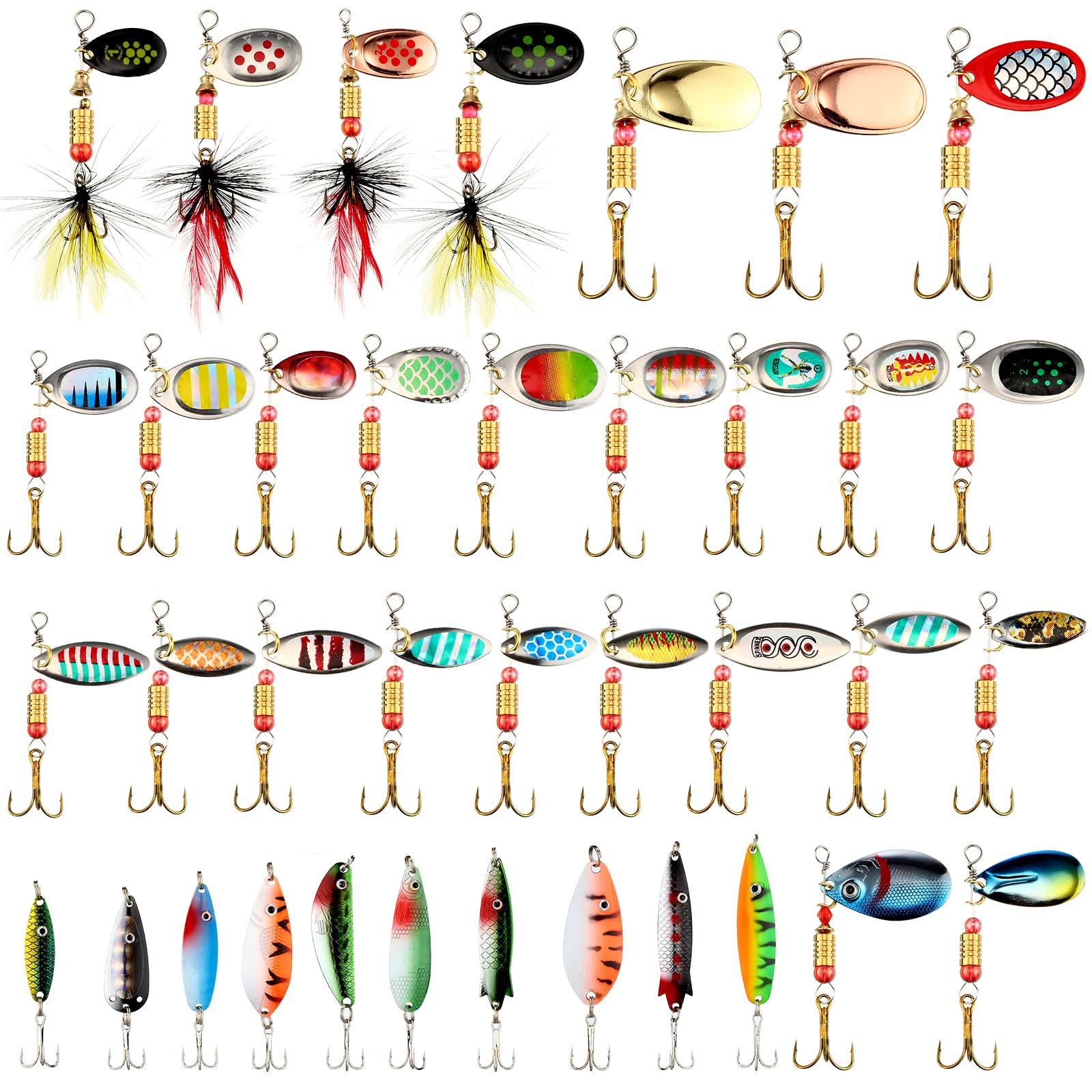 100 Pcs Fishing Lures Spinner Baits Metal Trout Lures Fishing Spinners and  Spinnerbaits Fish Metal Spinner