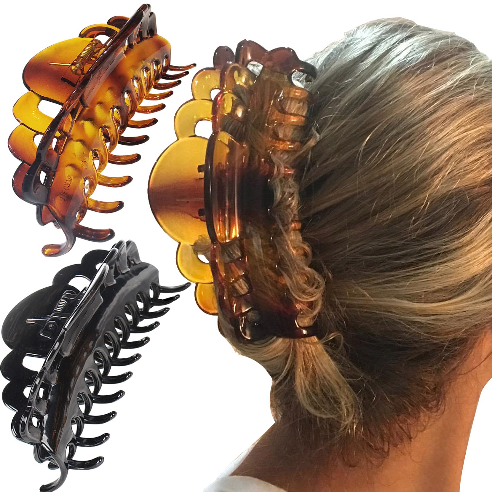 ACCGLORY Ex-Large Plastic Hair Claw Clips for Women Big Hair Clips for Long  Thick Hair
