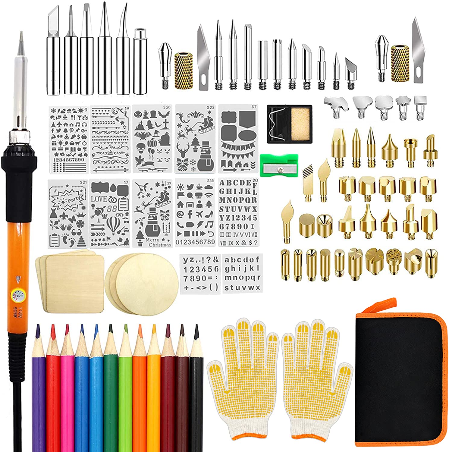 Wood Burning Kit, 110 Pieces Wood Burning Tool with Adjustable Temperature  200420C, Professional Wood Burner Pen for Embossing Carving Soldering