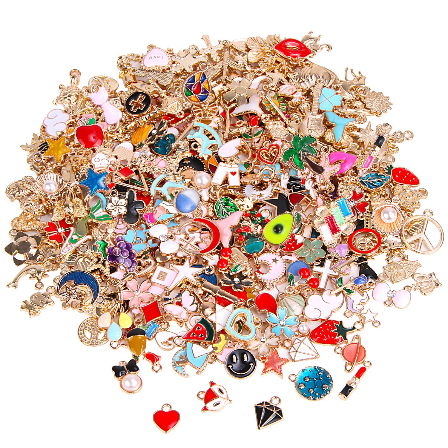 300Pcs Charms for Jewelry Making, Wholesale Bulk Assorted Gold-Plated  Enamel Charms Earring Charms for DIY Necklace Bracelet Jewelry Making and  Crafting