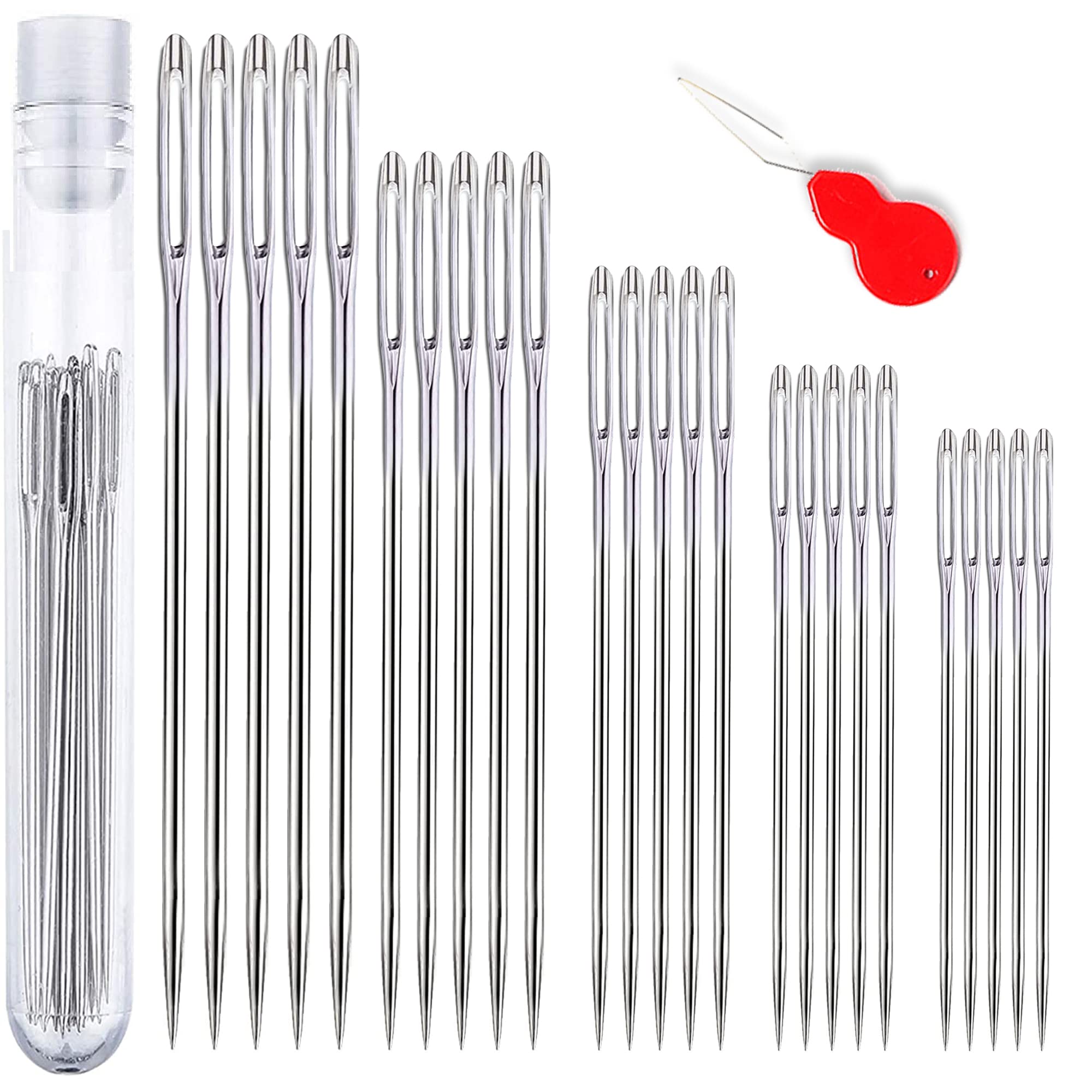 28PCS Large Eye Sharp Sewing Needles 1.5-2.5 Stainless Steel Hand