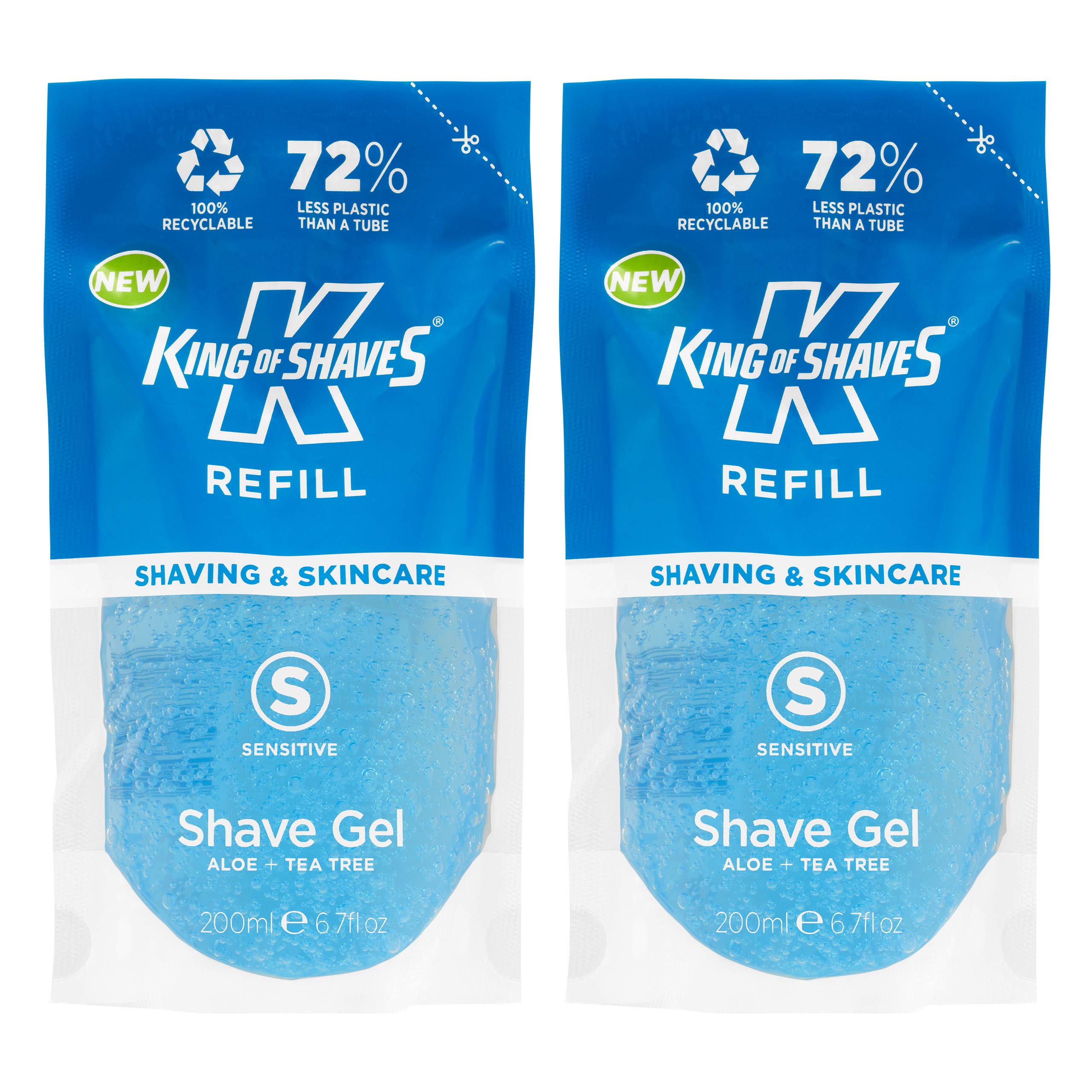 King of Shaves Sensitive Shave Gel Refill Pouch 2 x 200ml 2 x 200ml Refill