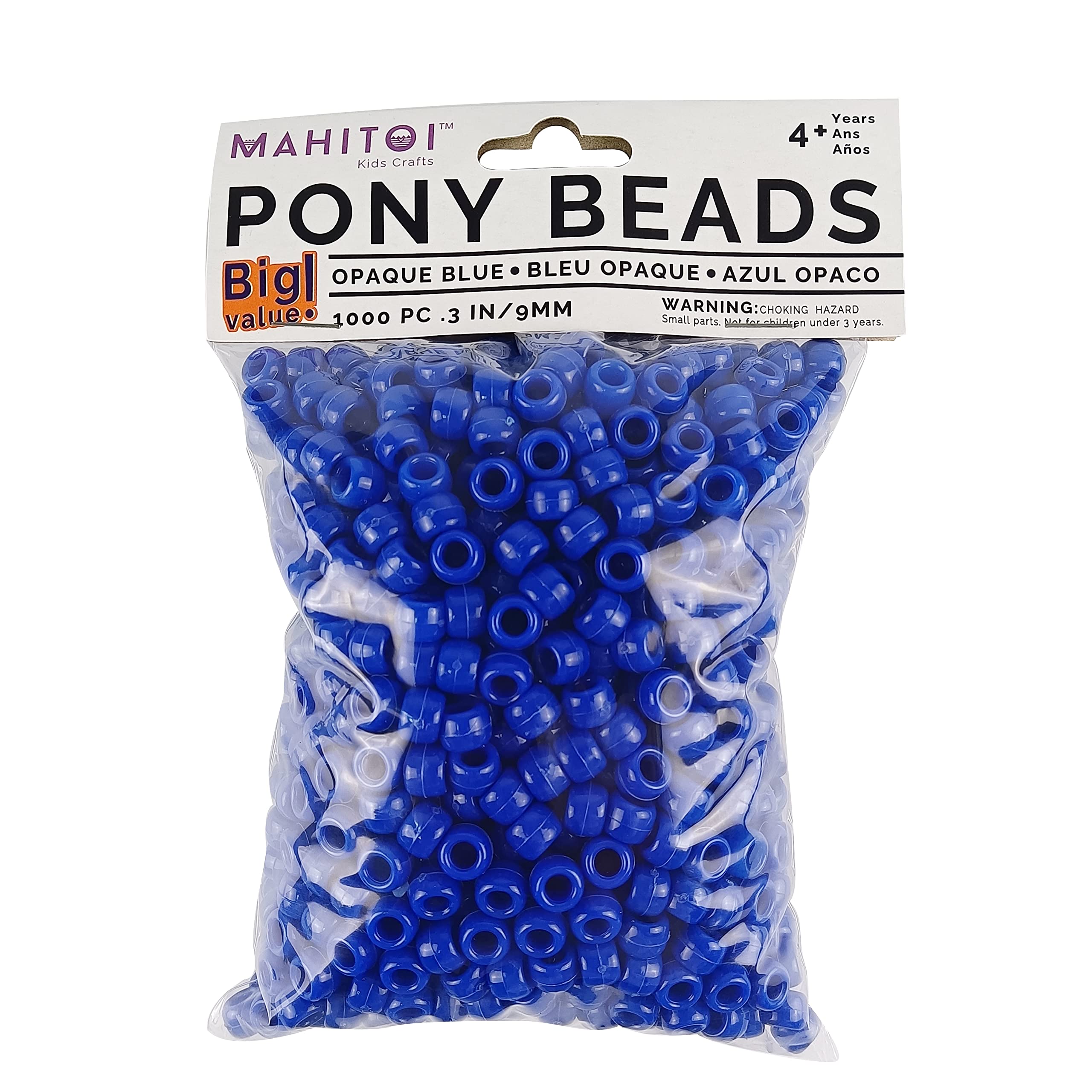 MAHITOI 1000-PC Opaque Blue Pony Beads Bag, Great Craft Projects