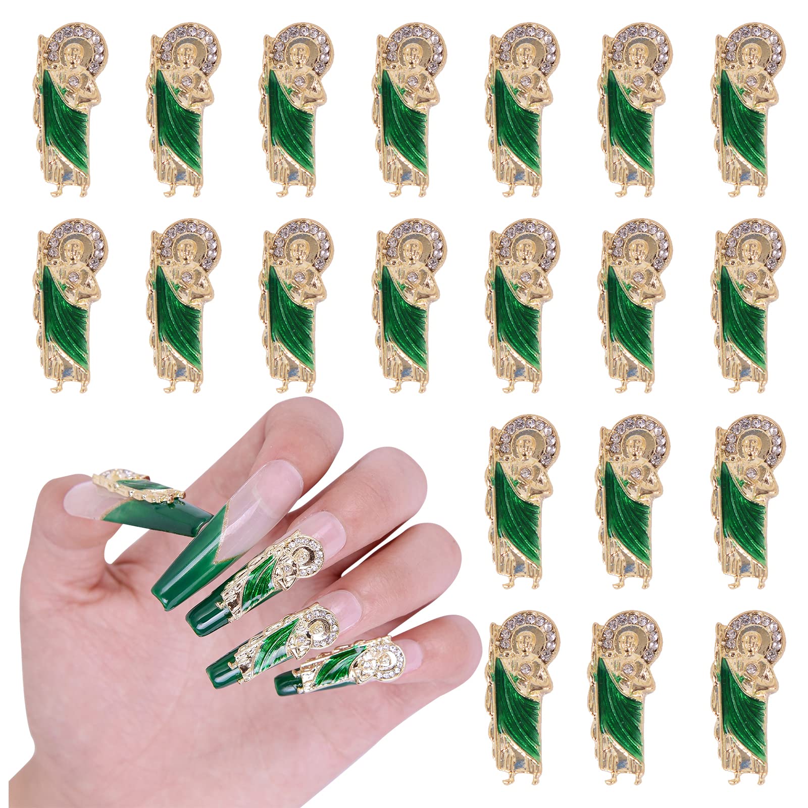 San Judas Nail Charms - Green 5/10 pcs | Nail Charms