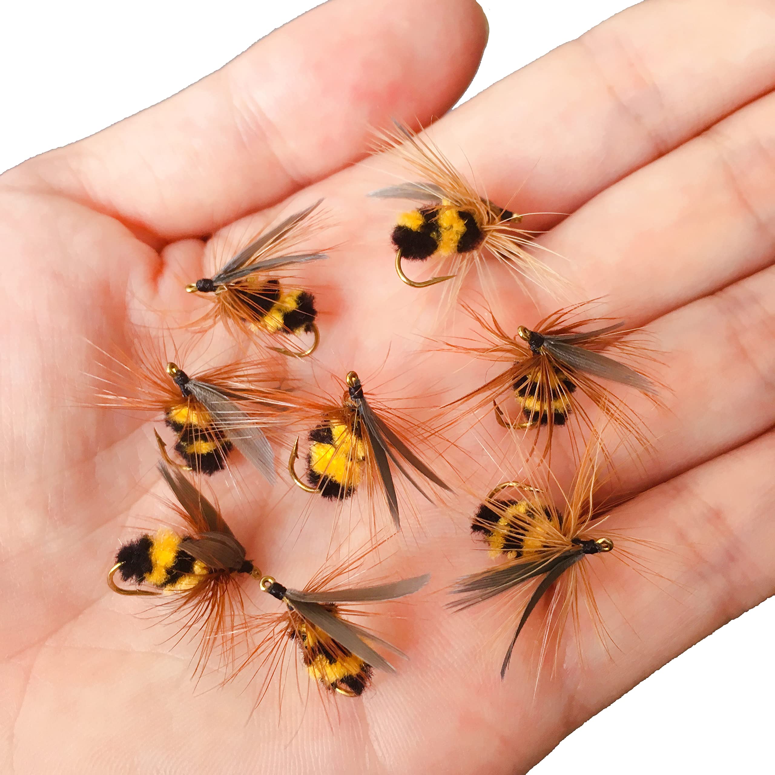 Premium Hand-Tied Fake Bees Wet Dry Fly Fishing Flies Nymph for Trout Bass  Panfish