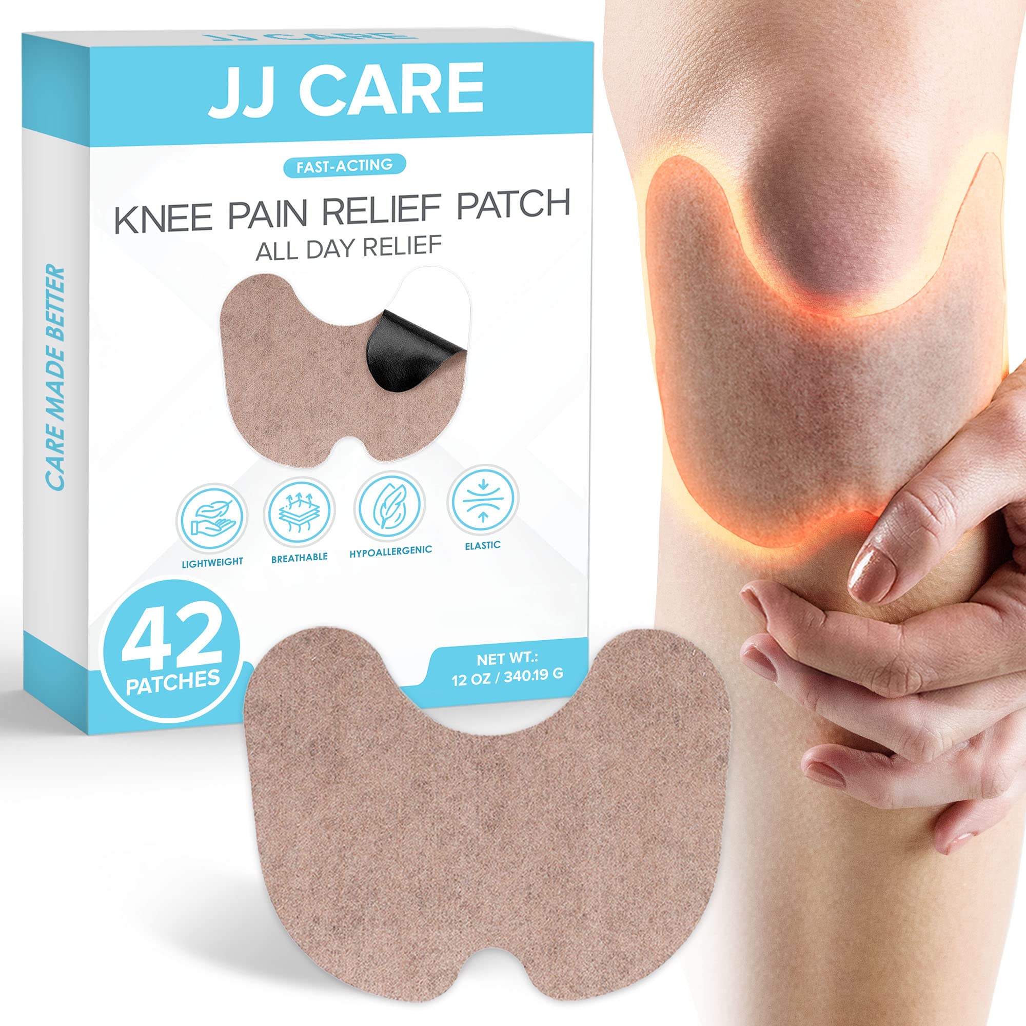 JJ CARE Knee Patches - 42 Pcs Knee Patches for Pain Relief Extra Strength -  5.5 x 3.9 Pain Relief Patch for Knee Knee Pain Relief Patch for Arthritis  Inflammation Sciatica Muscle & Joint