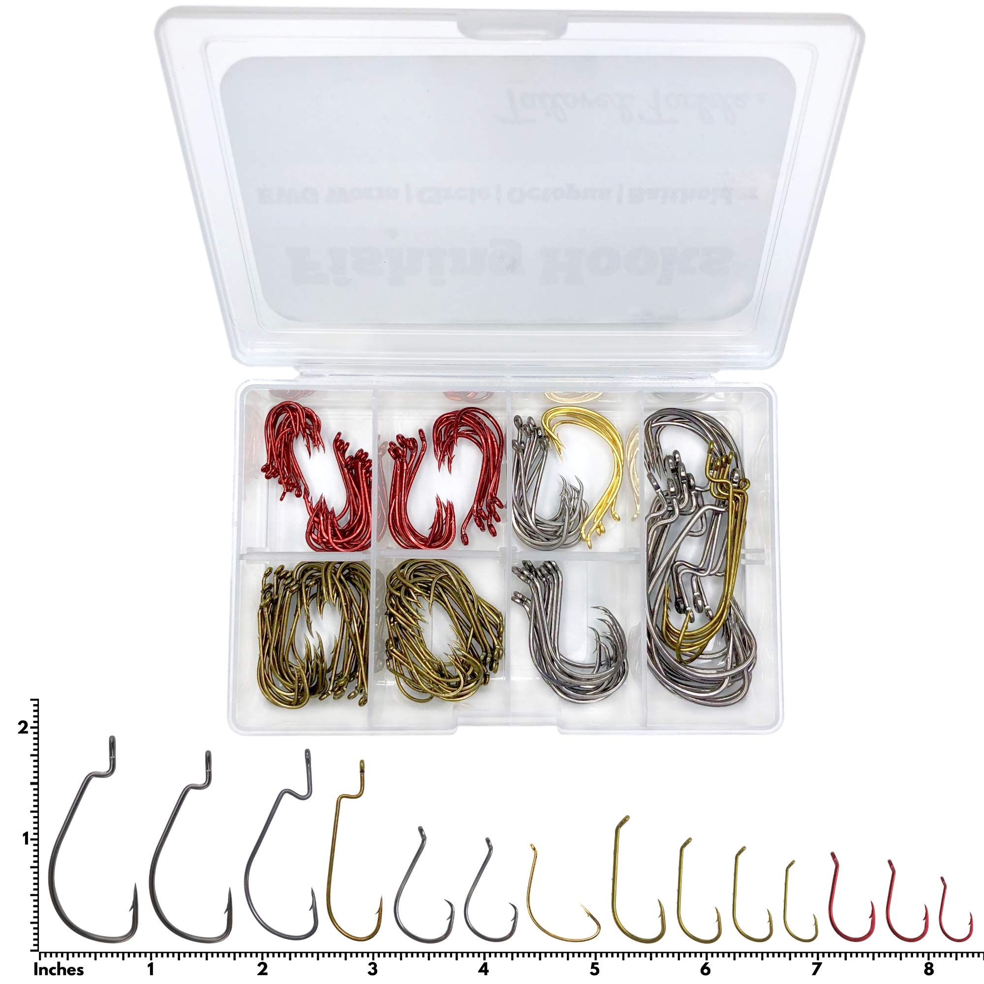 Tailored Tackle Fishing Hooks Kit 150 Pc Accessories Box | EWG Worm,  Octopus, Bait Holder, Circle Fish for Freshwater Bass Trout Catfish Panfish