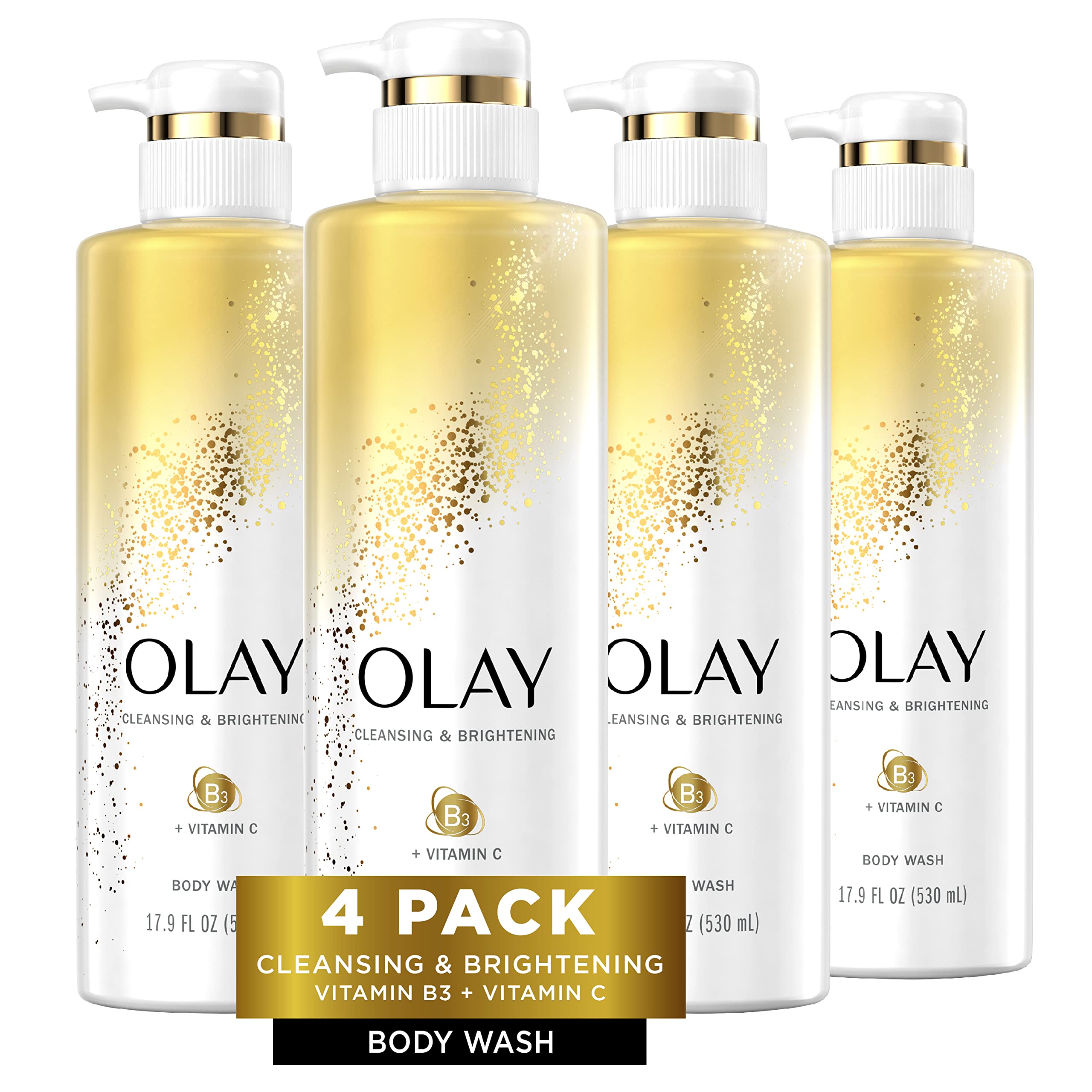 Olay Vitamin C Body Wash Cleansing & Brightening, 17.9 Fl Oz (Pack of 4)