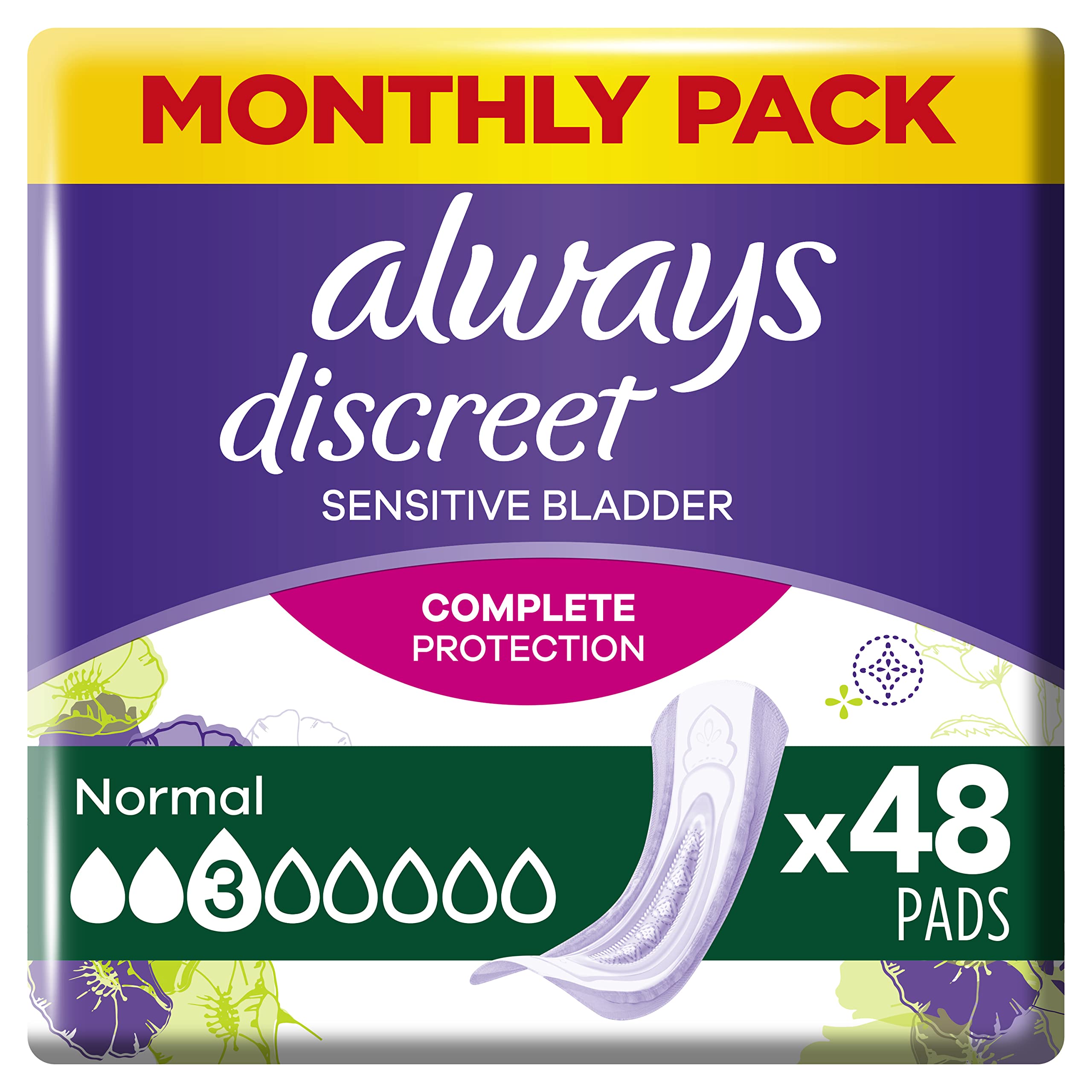 Always Discreet Incontinence Pads Women Normal 48 Moderate