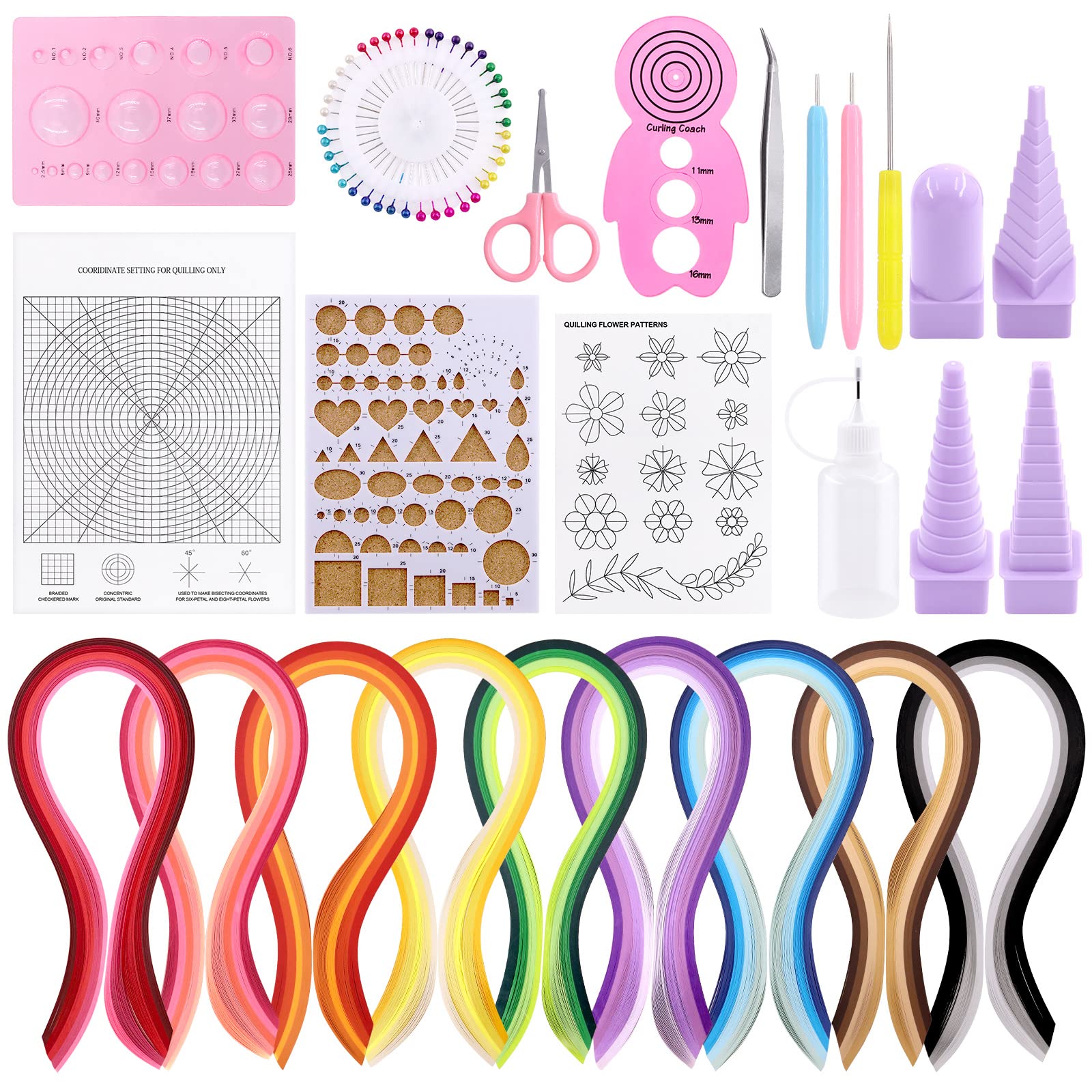 Tanstic 64Pcs Paper Quilling Kits 45 Colors 900 Strips Paper Quilling Tools  and Supplies for Beginners Perfect DIY Handcraft Quilling Set