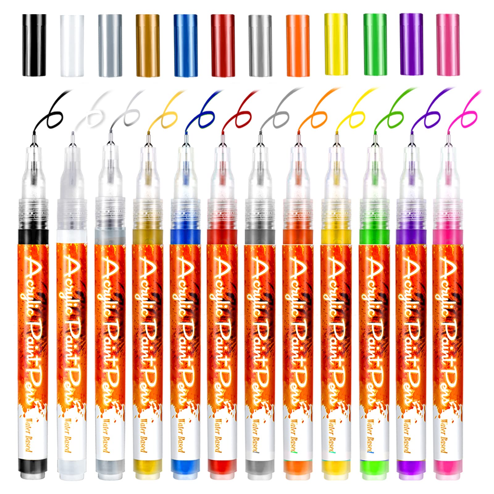 12 Colors Diy Nail Art Pens Water-based Ink, Maintain Long-lasting