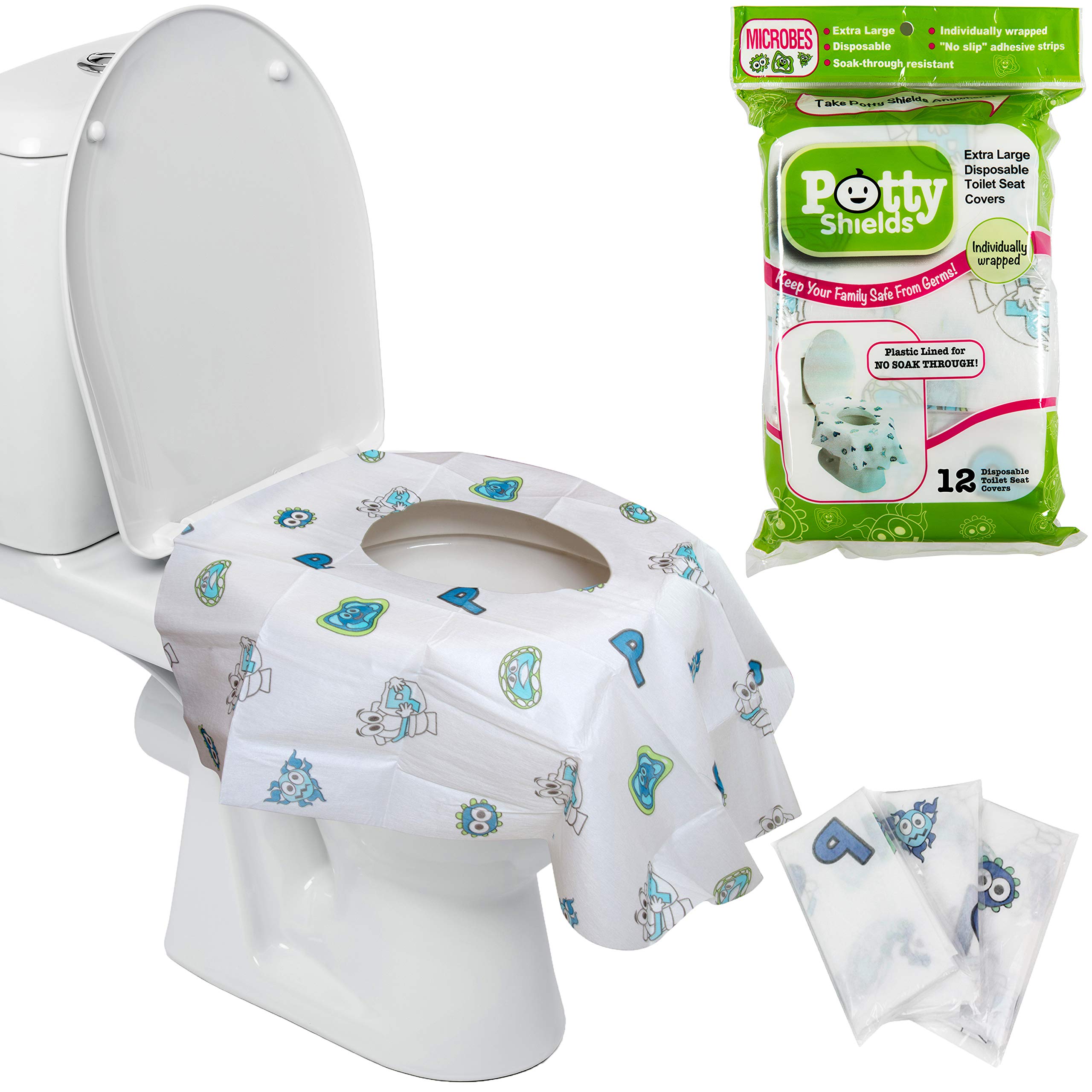 Disposable Toilet Seat Covers for Kids & Adults (12 Pack) - Germ