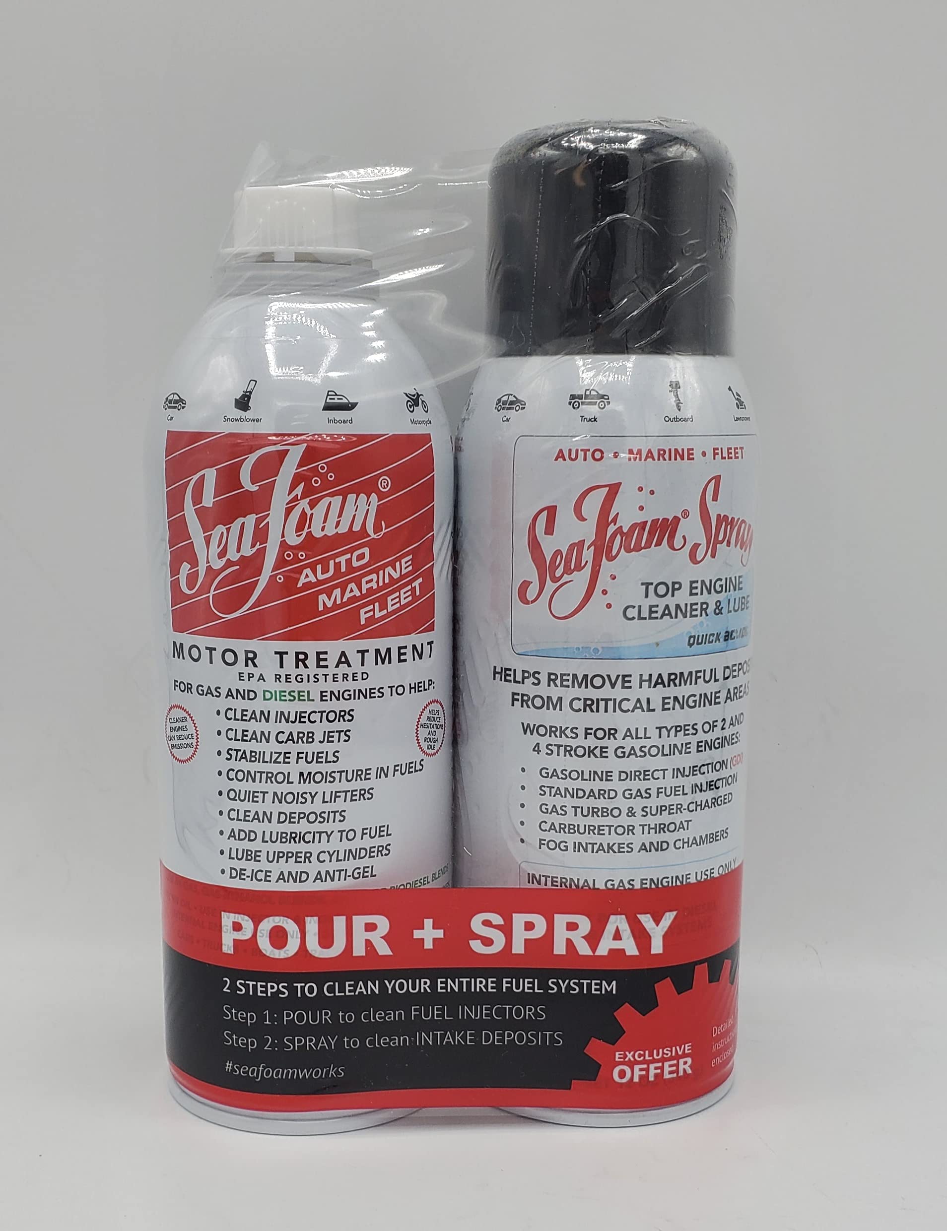 Seafoam Motor Treatment and Top Engine Cleaner Combo Package