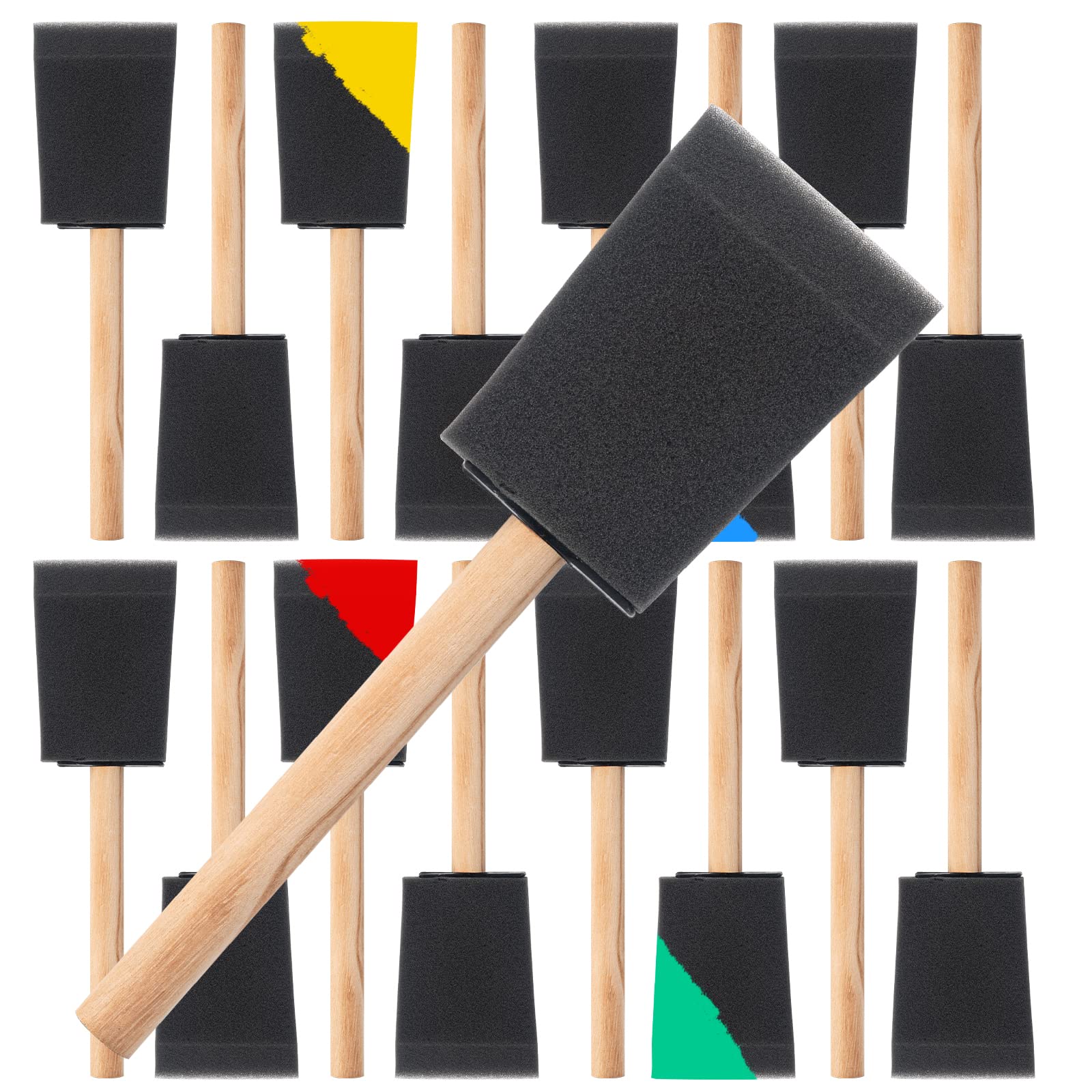 5 Pcs Foam Stencil Stippling Brush Set   Sponge Stippler   10 20 25 40 50 Mm   Wooden, Handle, Paint, Craft, Stenciling, Art, Acrylic