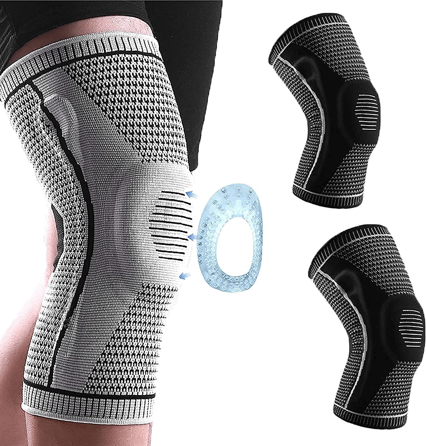 2pcs Ultra Knee Elite Knee Compression Sleeve - Professional Knee Brace,  Elastic Knee Wraps Patella Stabilizer with