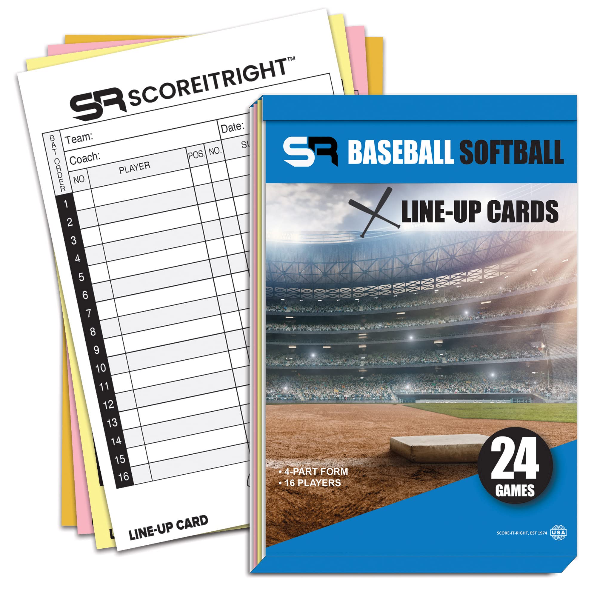 Score It Right Baseball/Softball Lineup Cards 16 Player Book Format