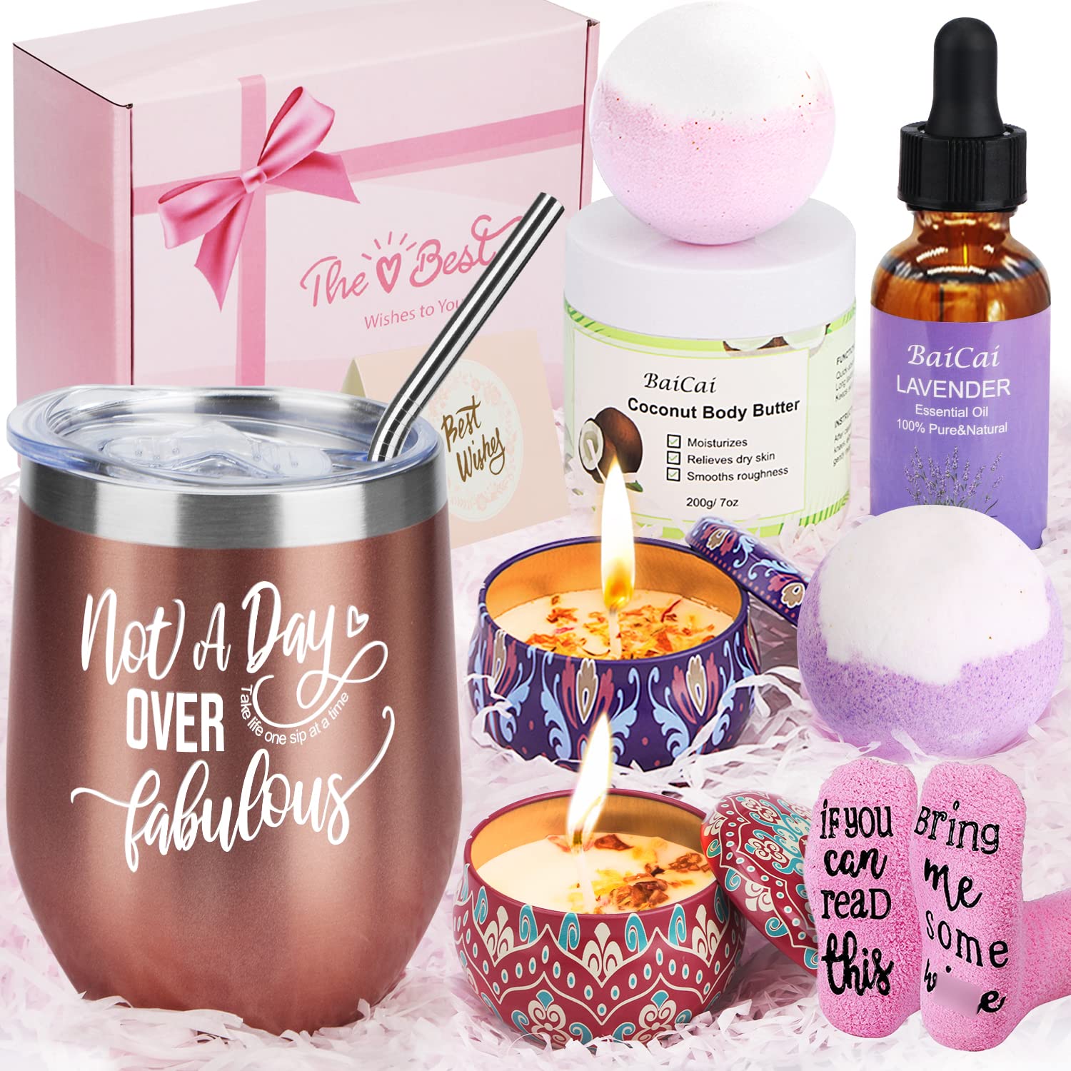 Birthday Gifts for Women Spa Gift Basket for Women Mothers Day Gifts for Mom  Wife Sister Aunt Teacher Best Friend Christmas Gifts For Her Pink Birthday  Gift Box for Women Self Care