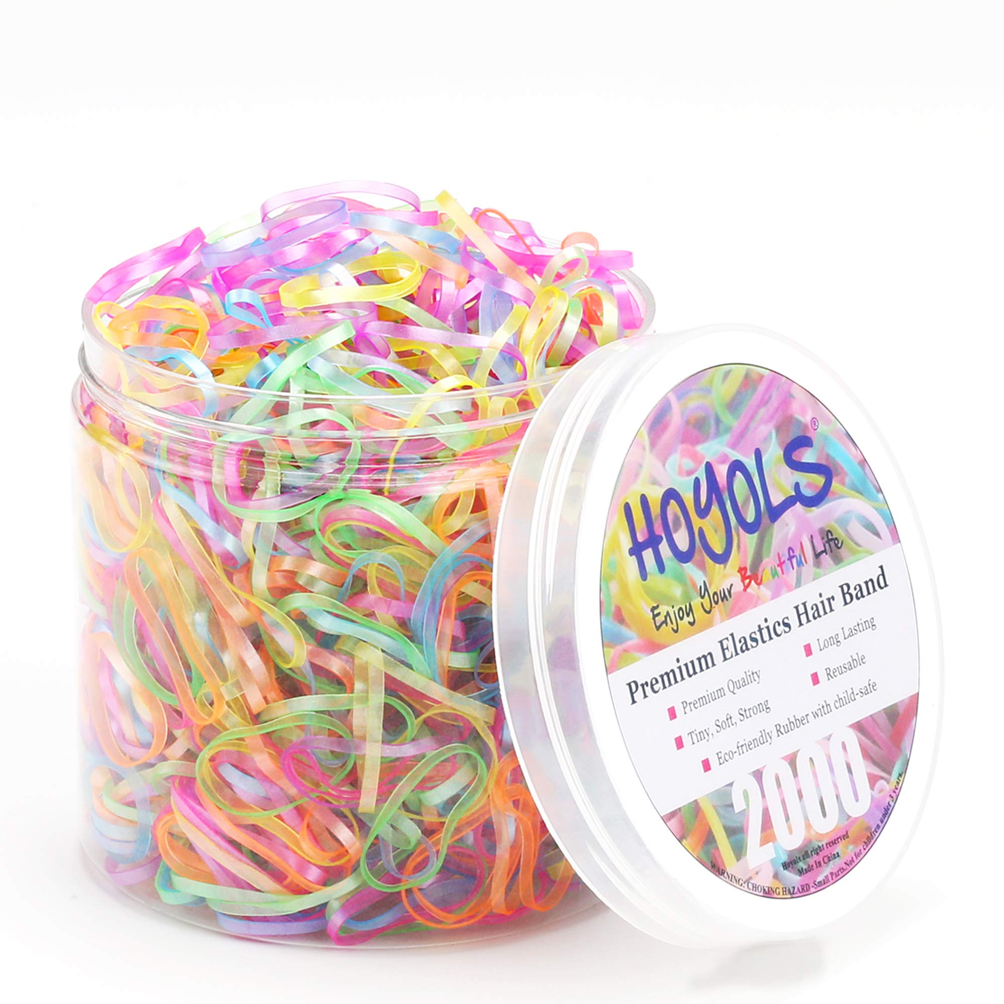 HOYOLS 2000pcs Small Baby Elastic Hair Ties Mini Colorful Rubber Bands Tiny  Ponytail No Damage for Toddler Girls Kids Women Bulk 2000pcs 7 Colors