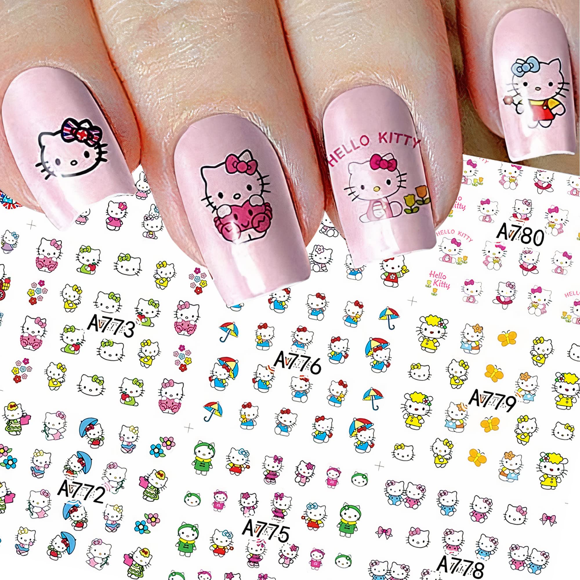 12 Sheets hello kitty nail stickers Cat Nail Art Decorations