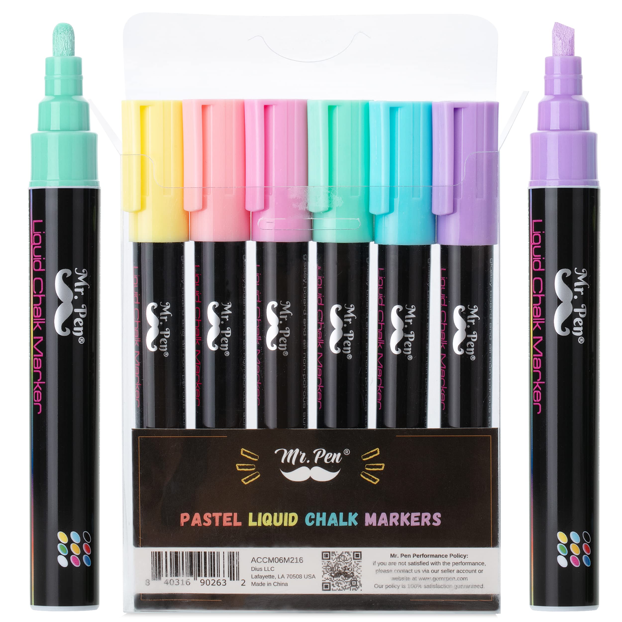 Mr. Pen- Chalk Markers, 6 Pack, Pastel Colors, 8 Labels
