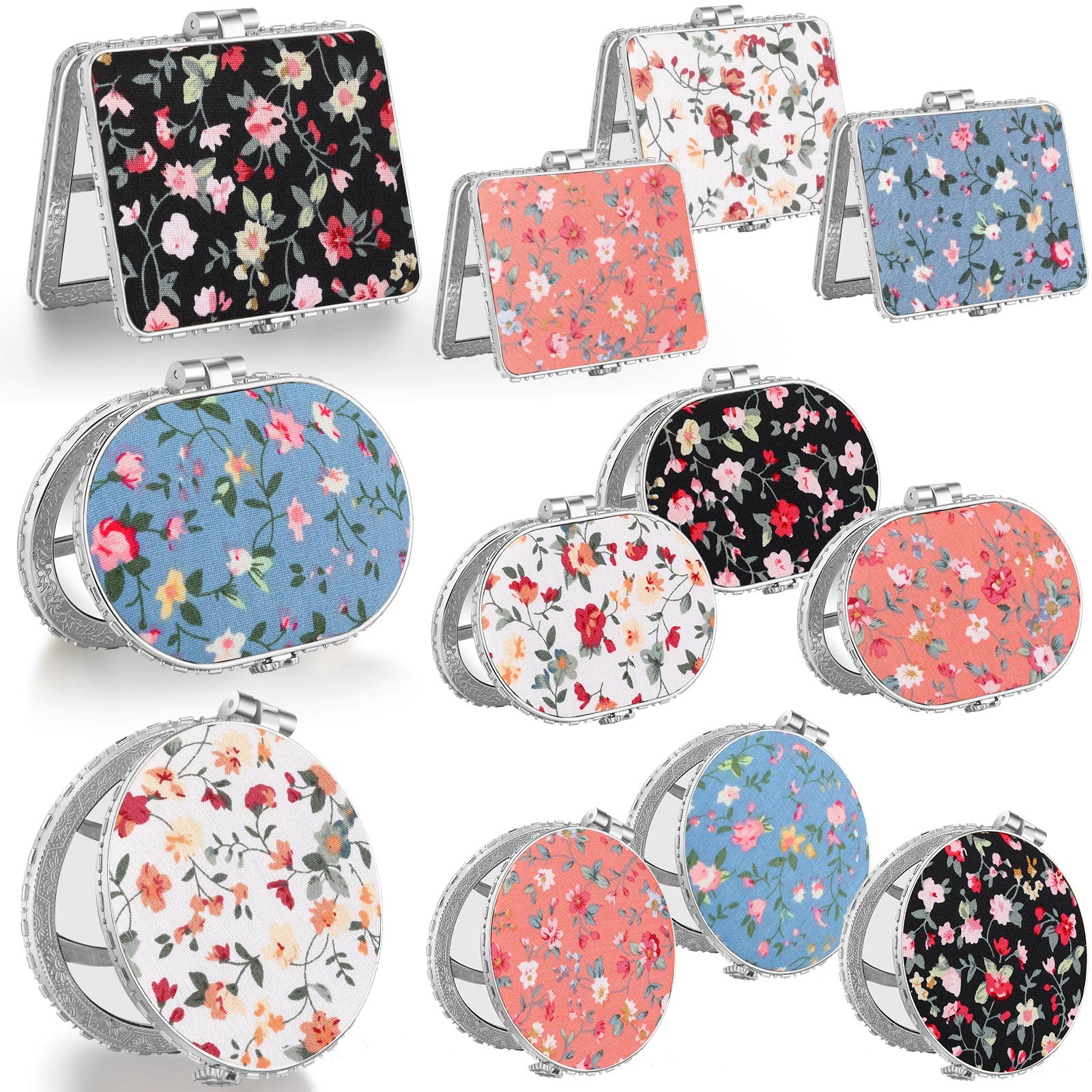 Blulu 24 Pieces Compact Mirror for Purse Flower Small Compact