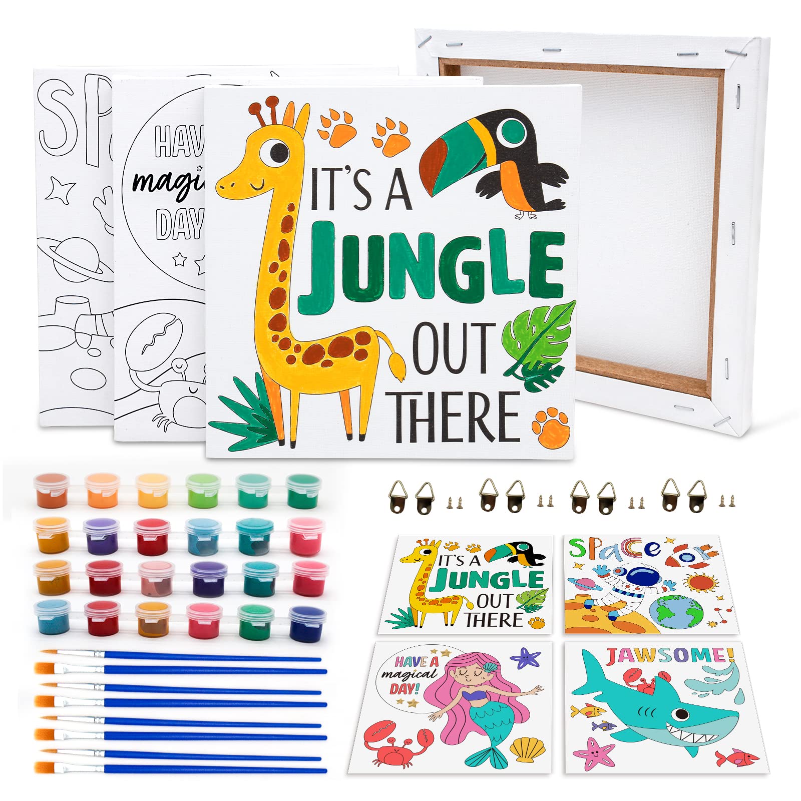 goldentime 4 Packs 8 inch Pre Drawn Canvas Kit Paint by Numbers for ...