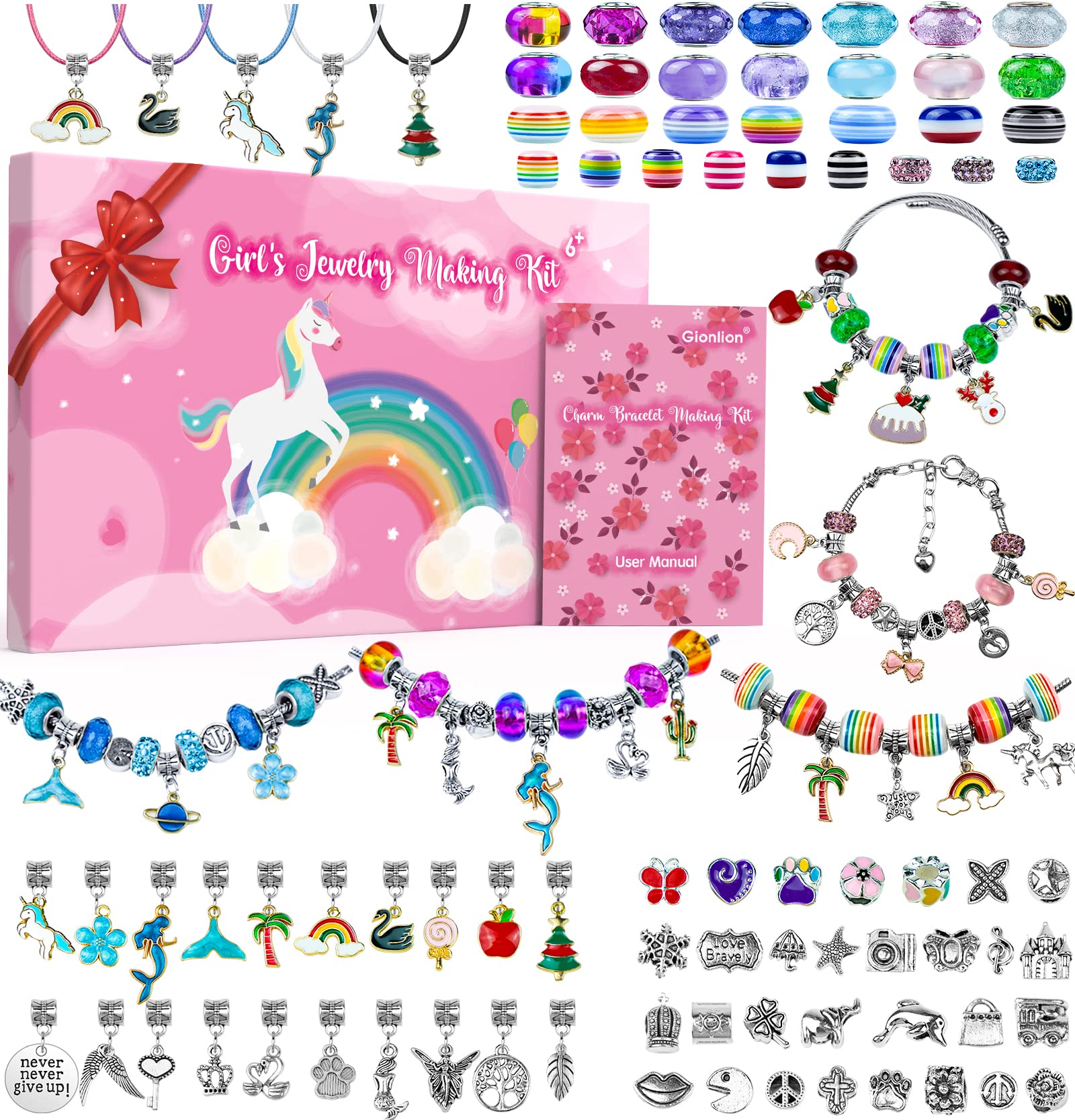 Bracelet DIY Kit Set for Jewelry Making, Cute Charms Jewelry 3D Beads  Birthday Christmas Gift for Kids Girls Women