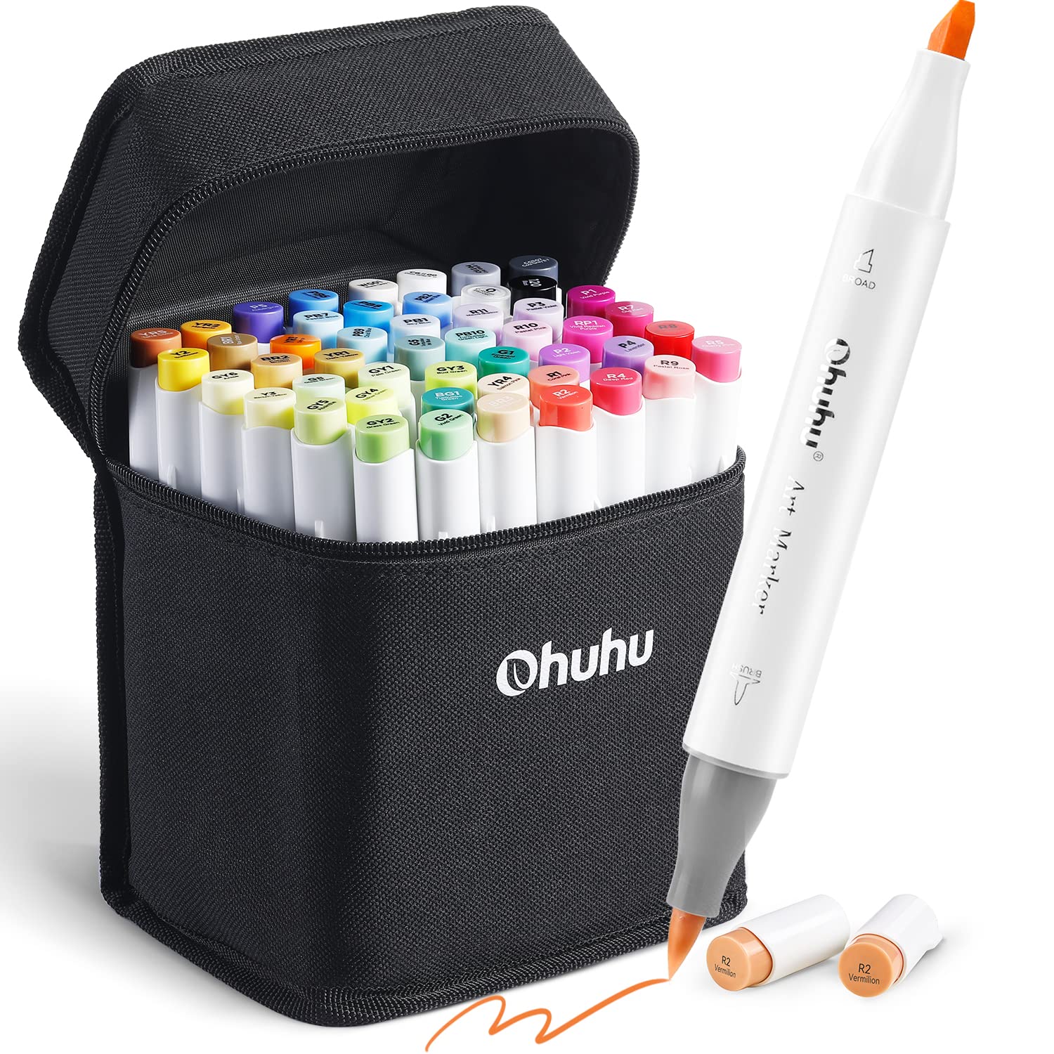 Ohuhu 24 colors brush tip illustration alcohol marker blender pen hair skin