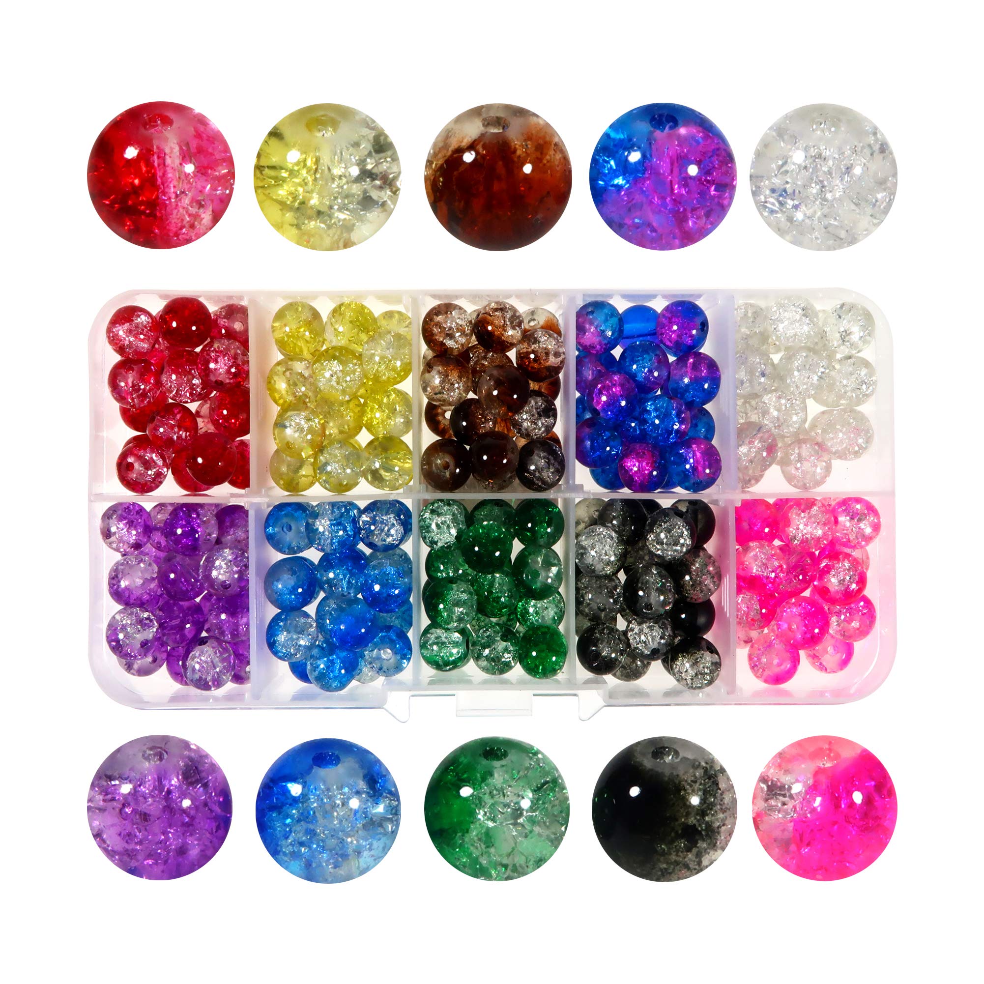 100pcs Lampwork Glass European Beads Large Hole Beads Mixed