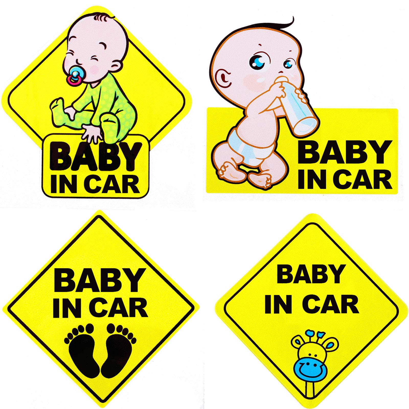 2 Cartelli Baby On Board Per Auto – 12,7x12,7 Cm, Con Doppia Ventosa, Riutilizzabili, Per Lunotto Posteriore
