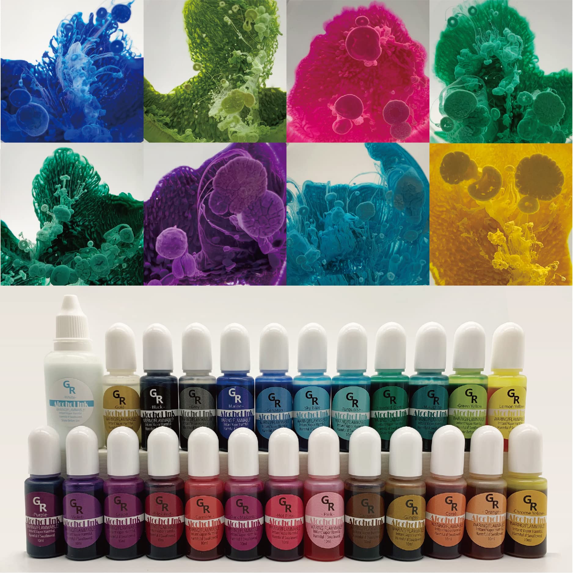 Alcohol Ink Set -25 Color Alcohol Inks, 1 Ounce White Alcohol Ink