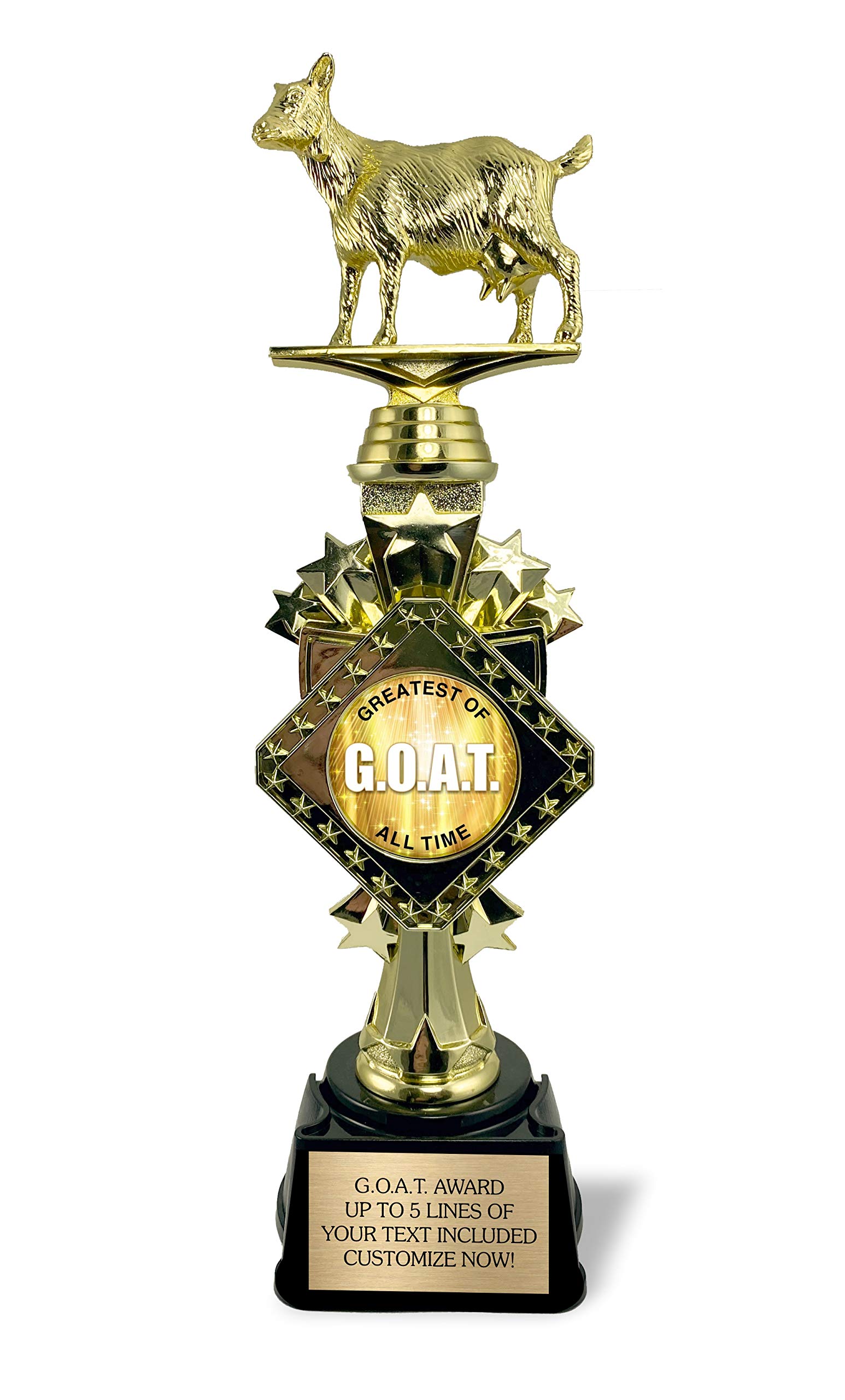 13 G.O.A.T. Trophy with Custom Engraving on Personalized Plate