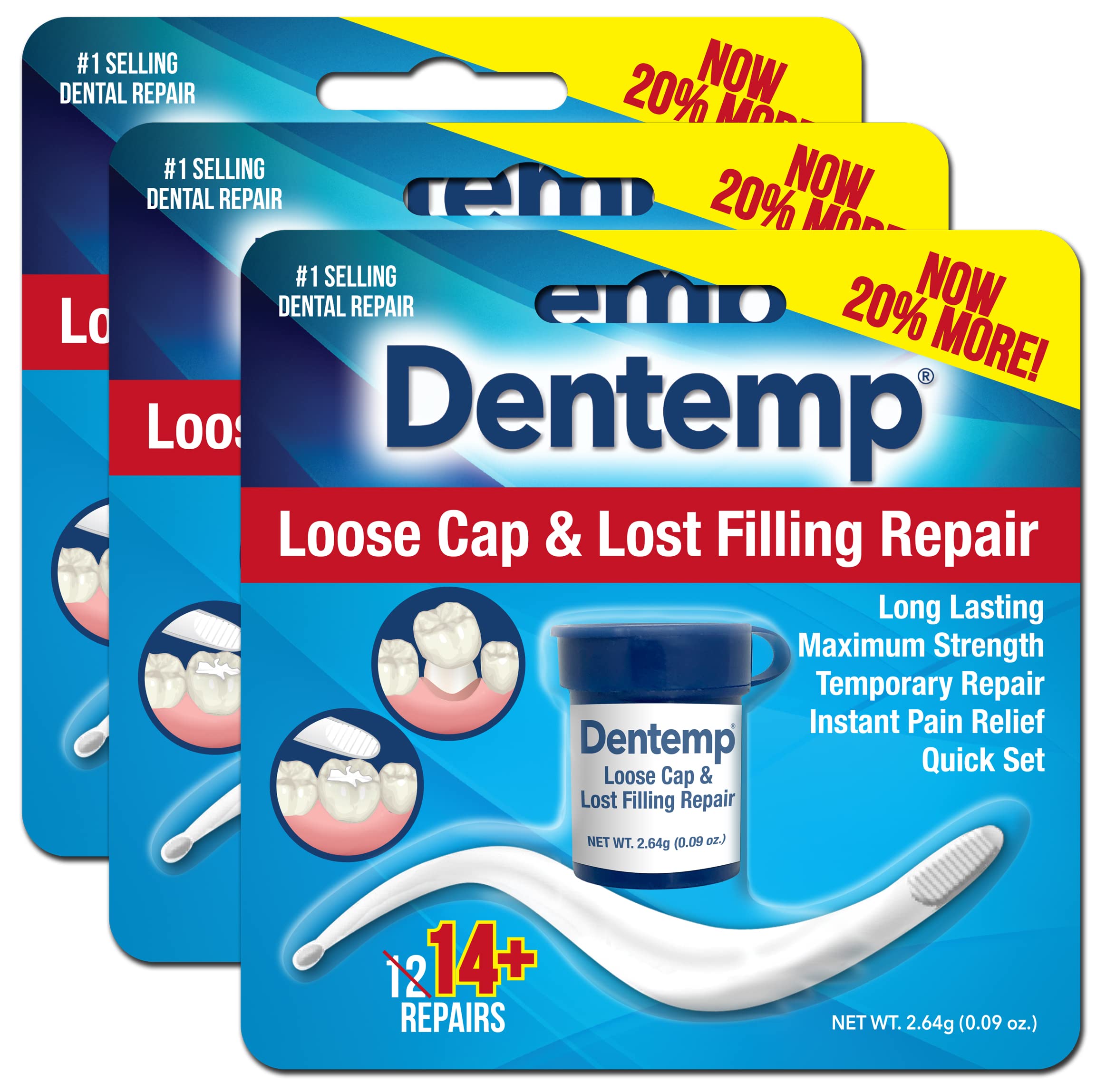 Dentemp Maximum Strength Loose Cap and Lost Filling Repair - Dental Repair  Kit for Instant Pain Relief (