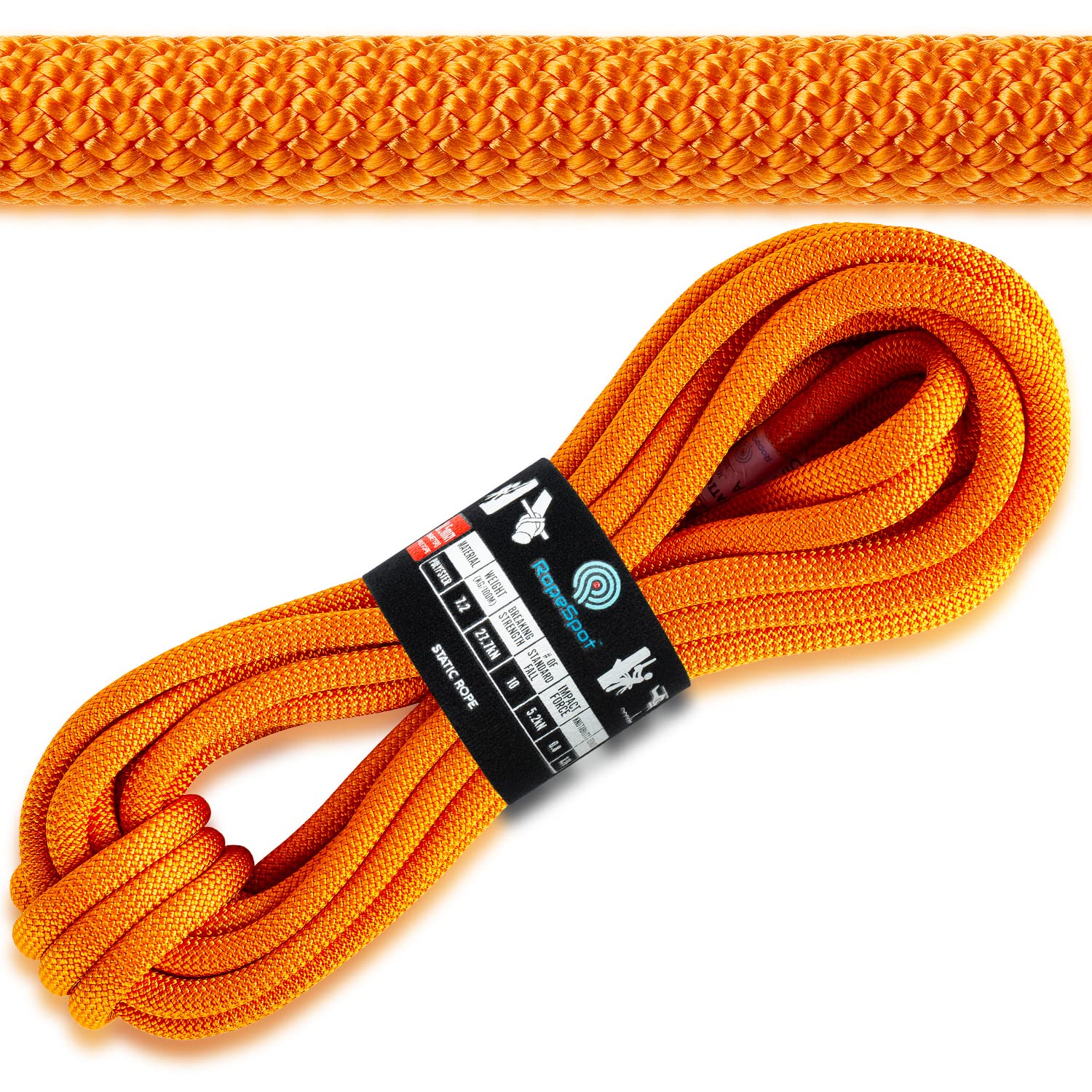 Powerful UIAA Static Rock Climbing Rope - High Strength Static Climbing  Rope - Rock Mountaineering Climbing Gear - 10.5