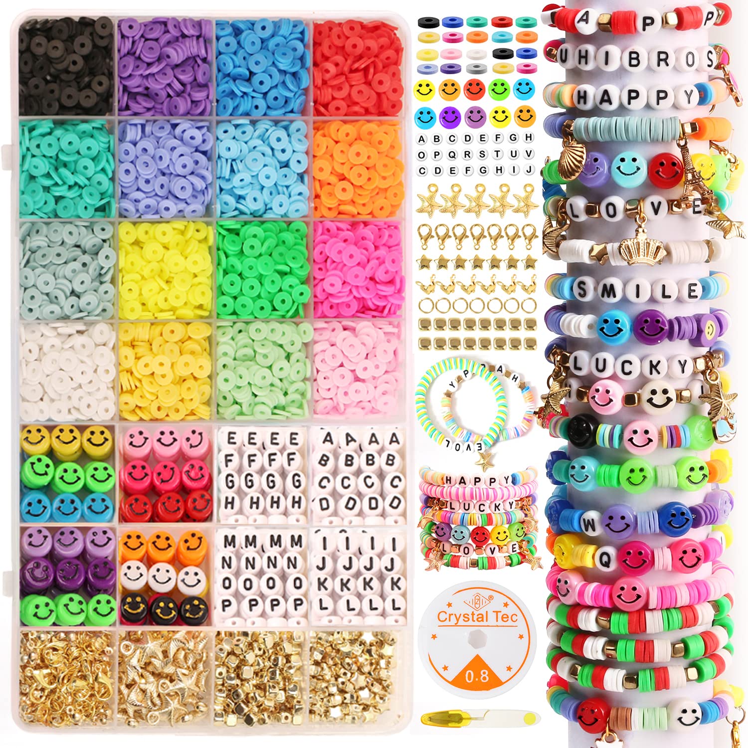 UHIBROS 5800 Pcs Clay Beads for Bracelet Making Kit, Jewelry Making Kit for  Girls 16 Color