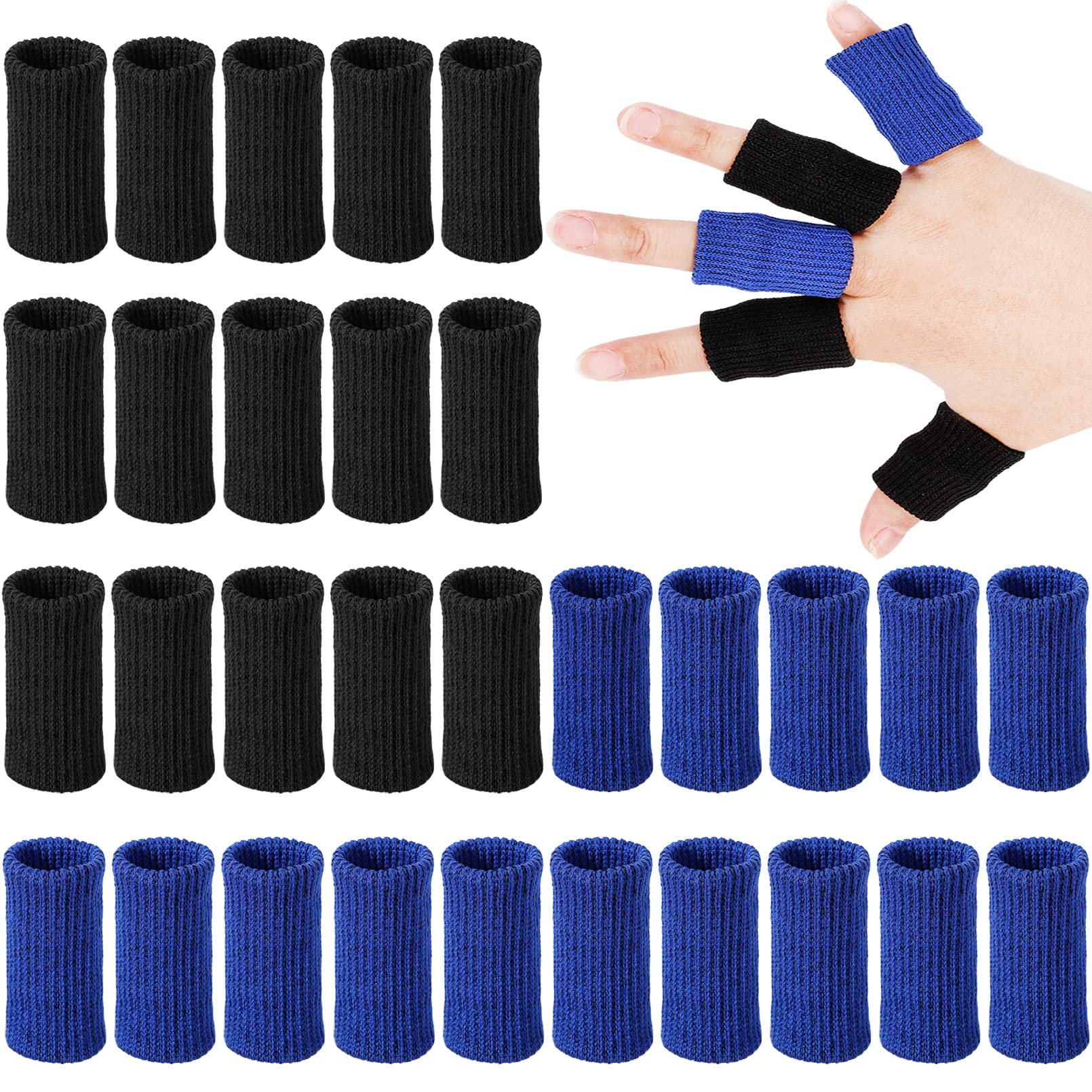 30 Pieces Finger Sleeves Elastic Compression Protector with 1