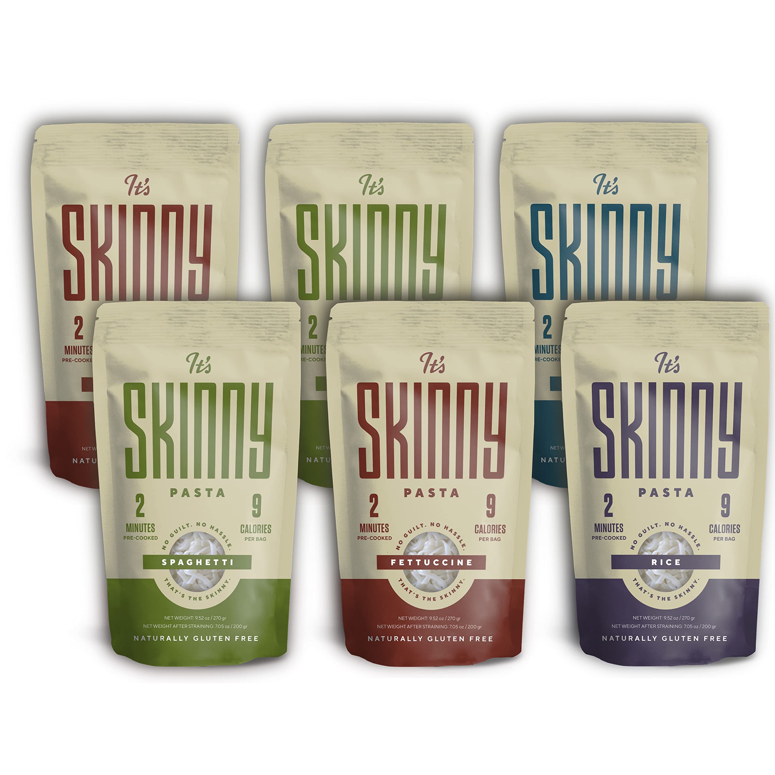 Its Skinny Variety Pack Healthy, Low Calorie, Low-Carb Konjac Pasta Fully  Cooked and Ready to Eat Gluten Free, Vegan, Keto and Paleo-Friendly (6-Pack)