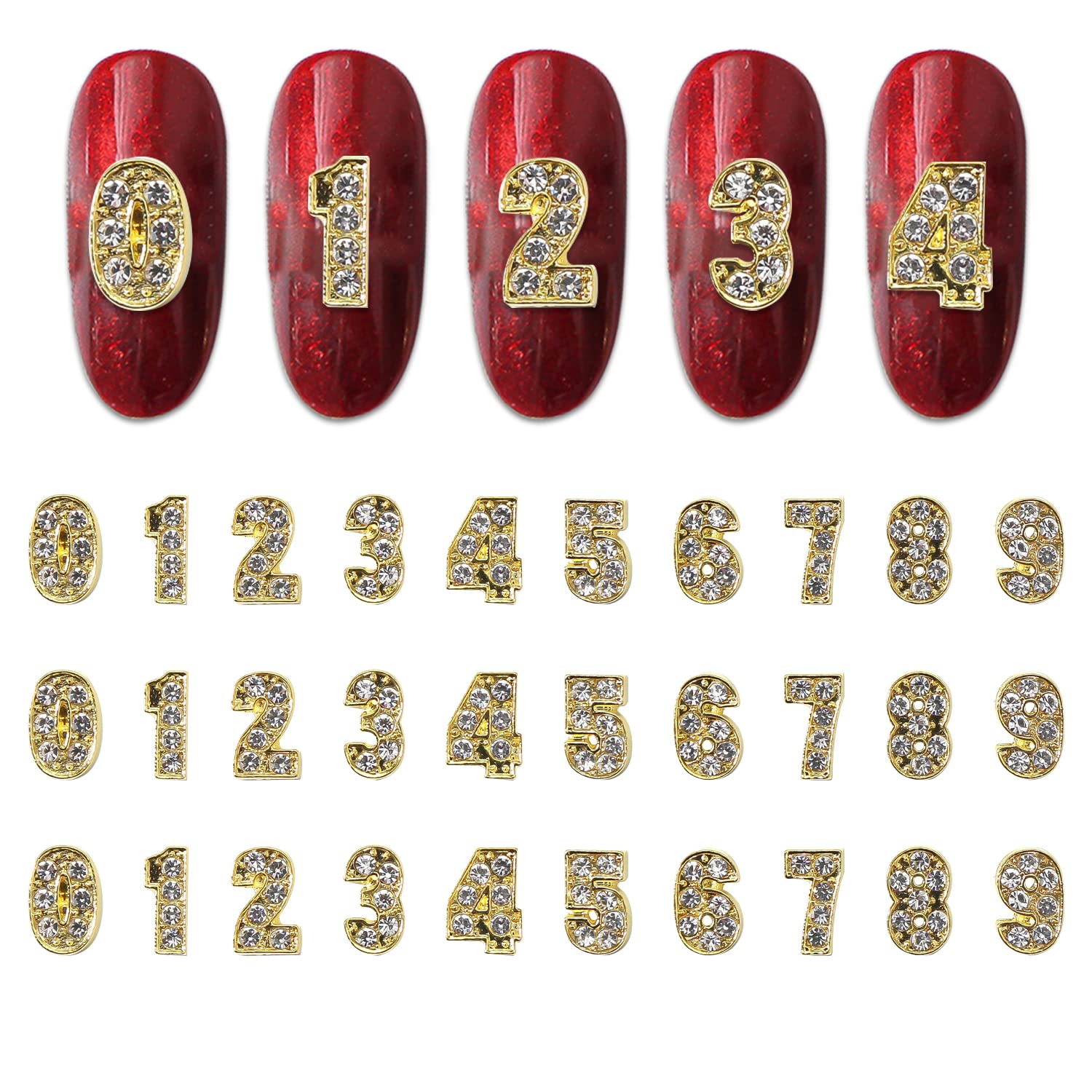 WOKOTO 40 Pcs 3D Hearts Nail Jewelrys for Nails Gold Alloy Hearts Nail  Charms with Rhinestones Or Pearls for Nail Art 3D Hearts Nail Gems and
