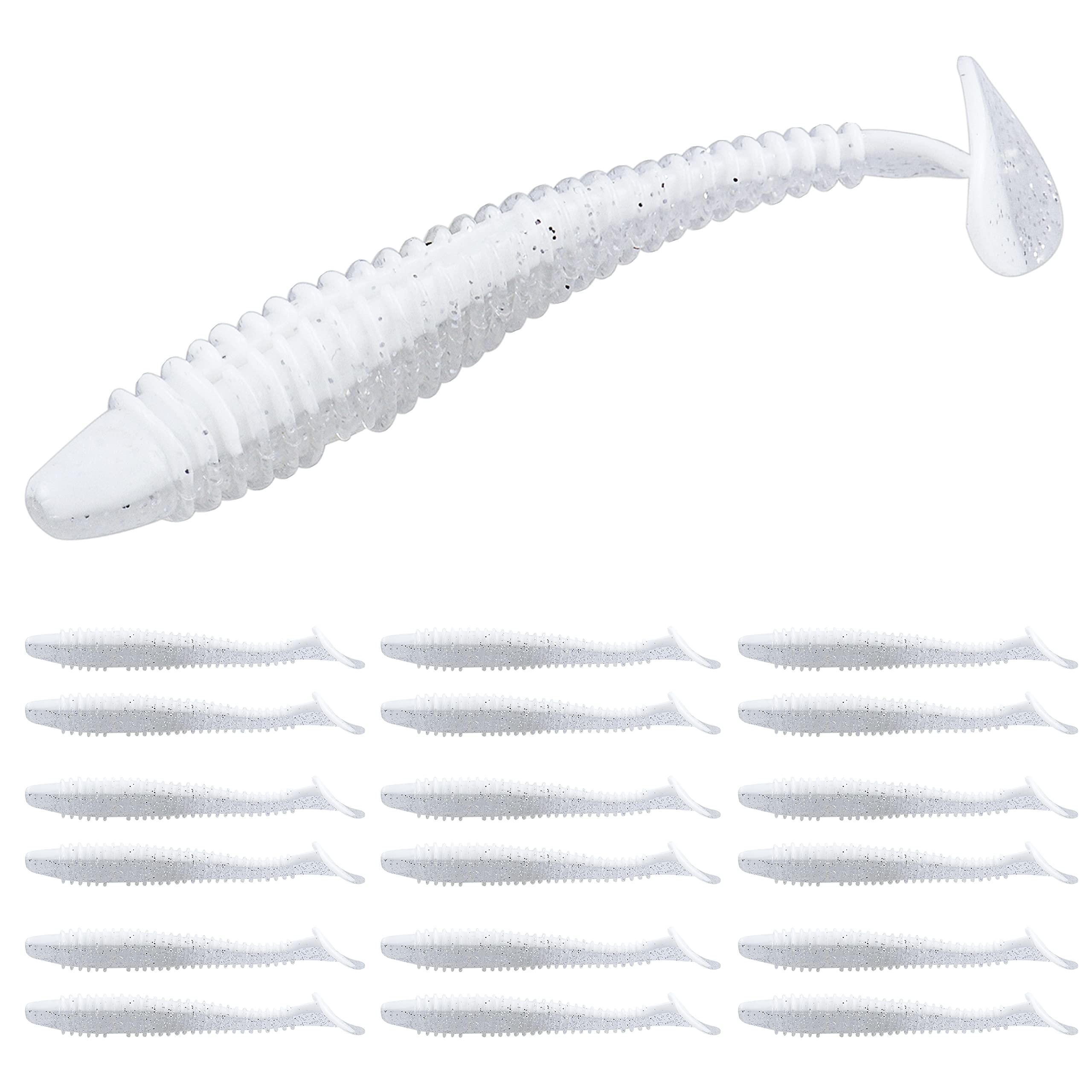 RUNCL Swimbaits Paddle 10/20/30/40PCS, 2/3/4/5 Inchs Paddle Tail Soft  Plastic