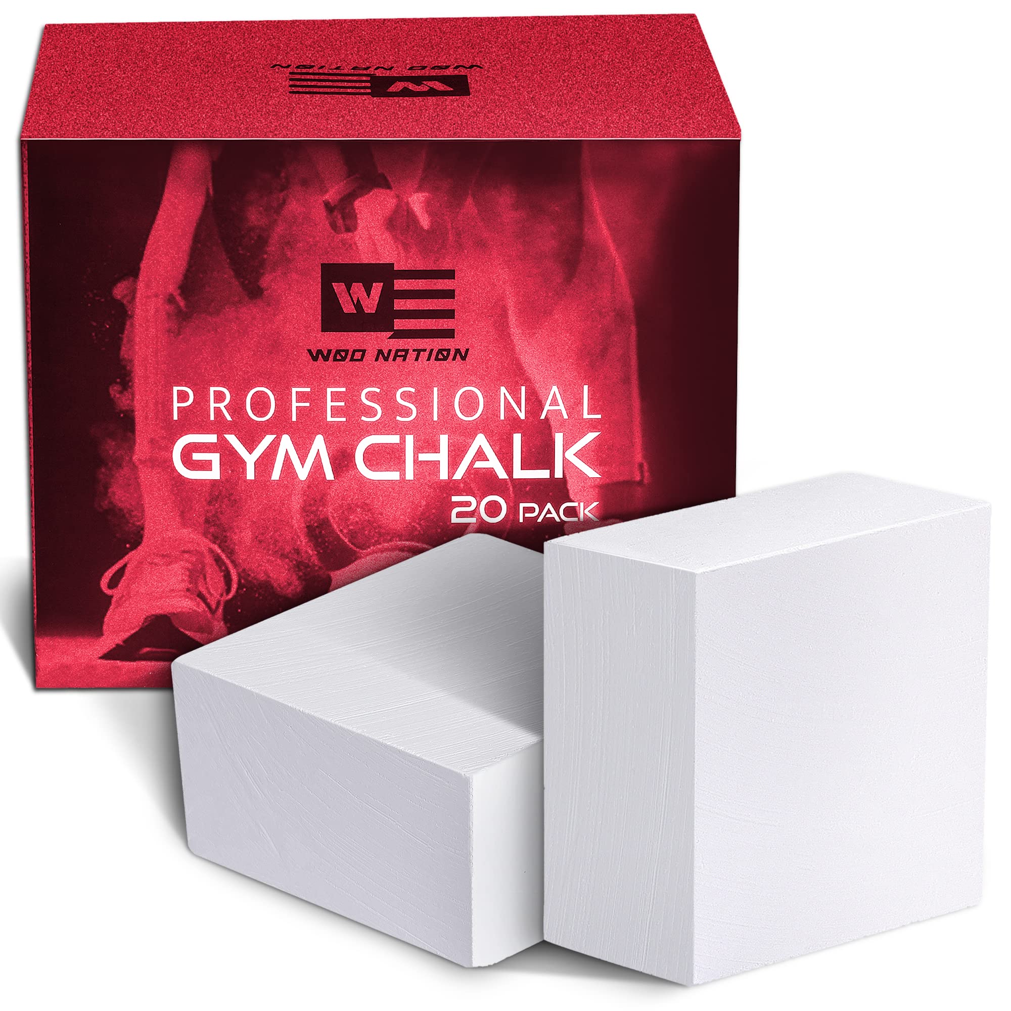 WOD Nation Gym Chalk Blocks - 20 Pack Premium Sport Hand Chalk - Easy Grip,  Moisture Absorbing, Athletic