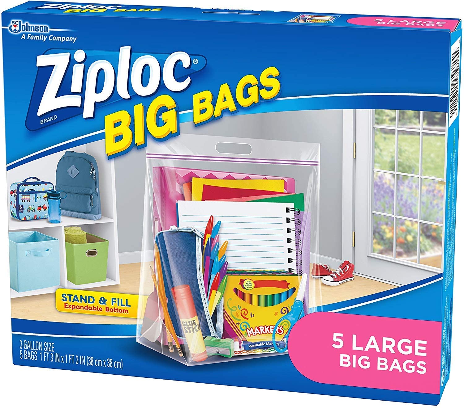 Ziploc Big Bag Large Double Zipper - 5 Ct - 2 Pk
