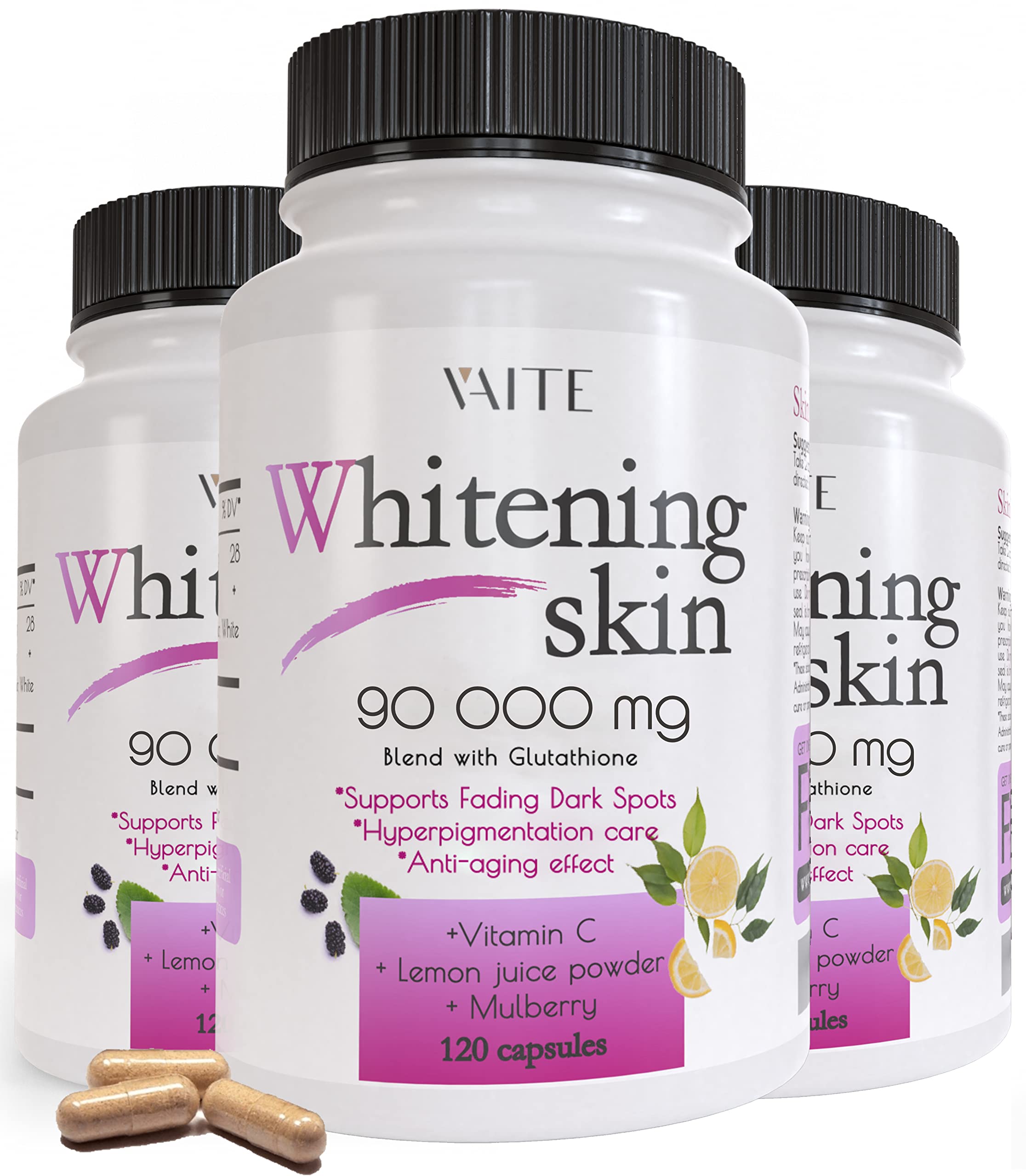 Glutathione Pills Dark Spots & Acne Scar Remover 90000 Made in USA Vegan Skin Bleaching